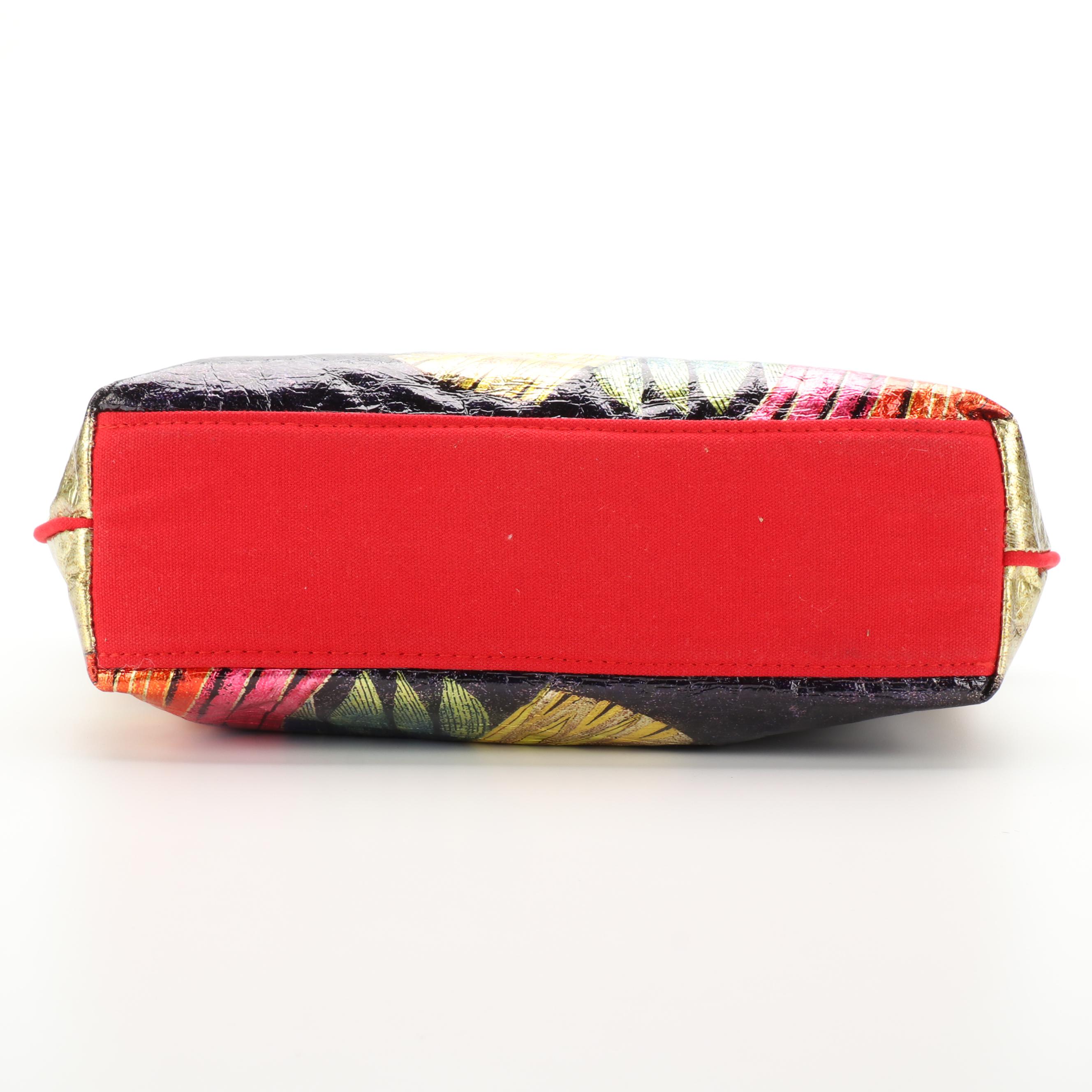 Laurel Burch Metallic Cat Motif Canvas Tote Bag and Decoupage Frame Bag