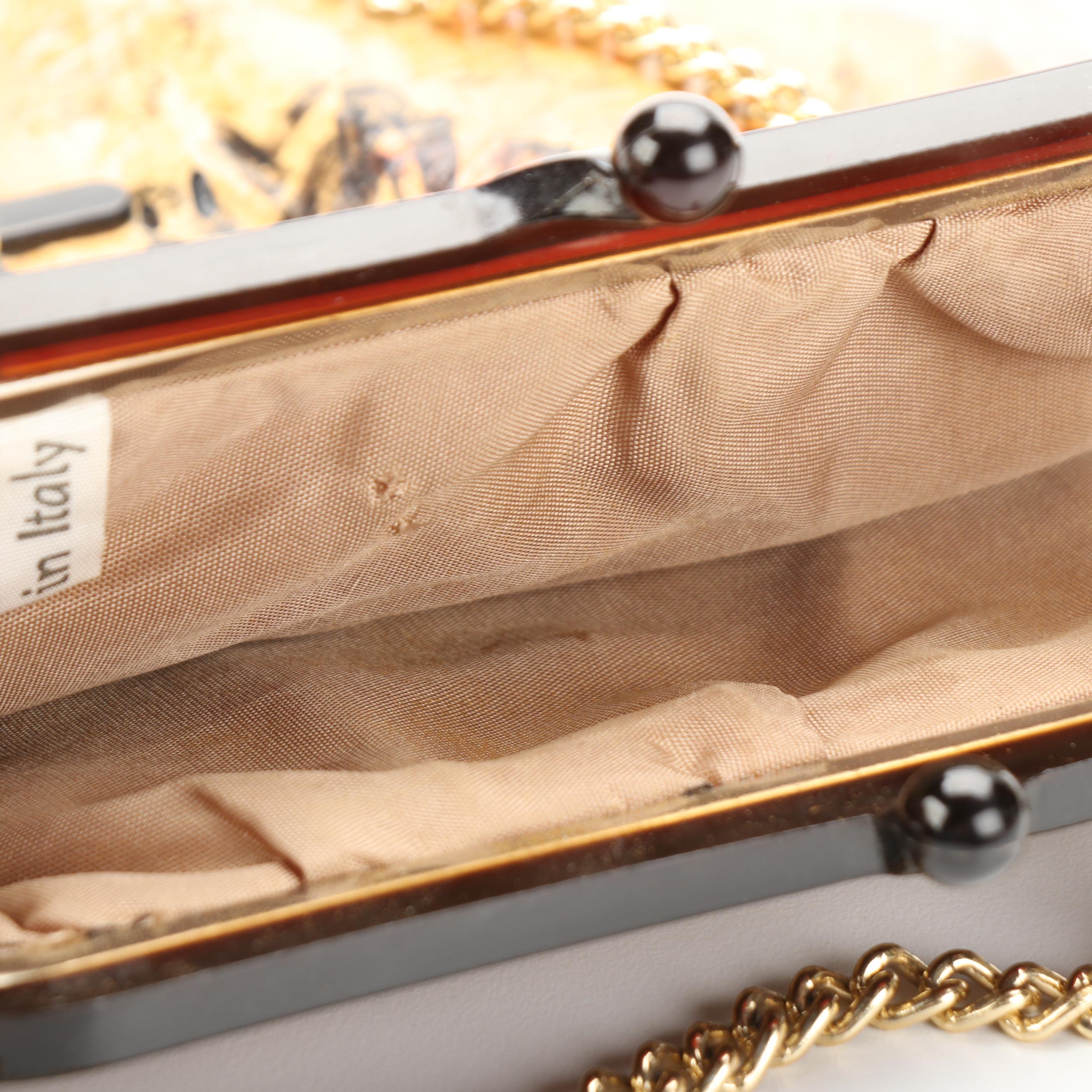 Laurel Burch Metallic Cat Motif Canvas Tote Bag and Decoupage Frame Bag