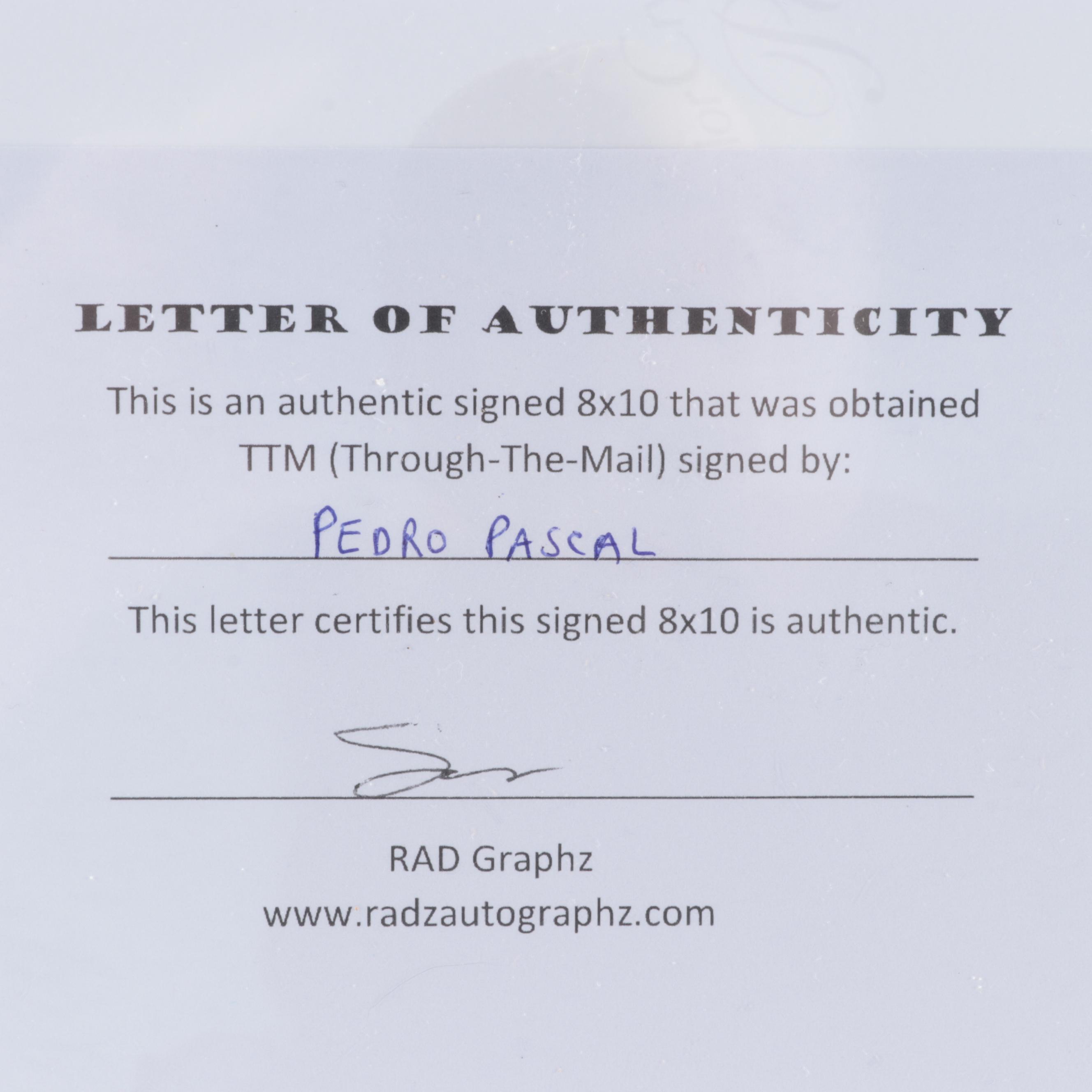 Pedro Pascal Signed "The Mandalorian" Publicity Photo Print