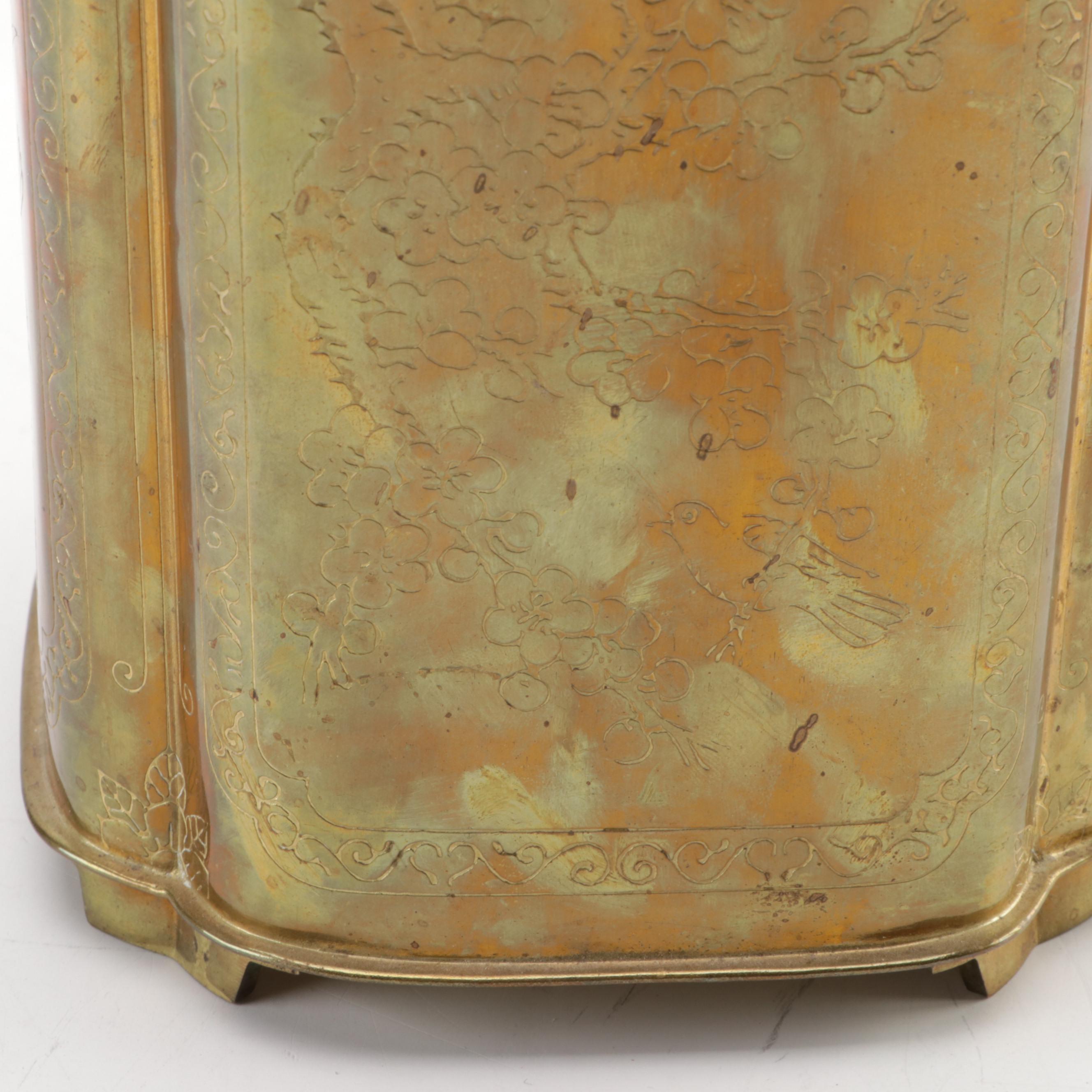 Turkish Brass Spice Grinder with Brass Tea Caddy, Ginger Jars and Cup