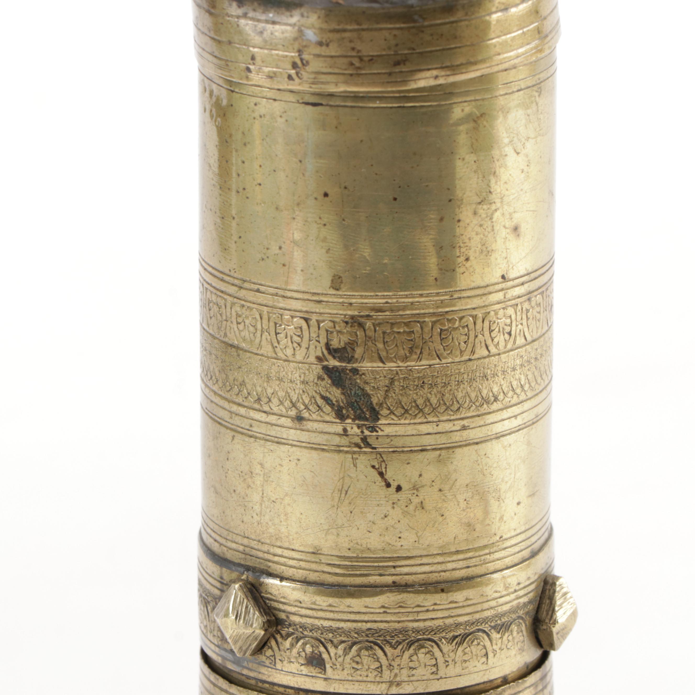 Turkish Brass Spice Grinder with Brass Tea Caddy, Ginger Jars and Cup