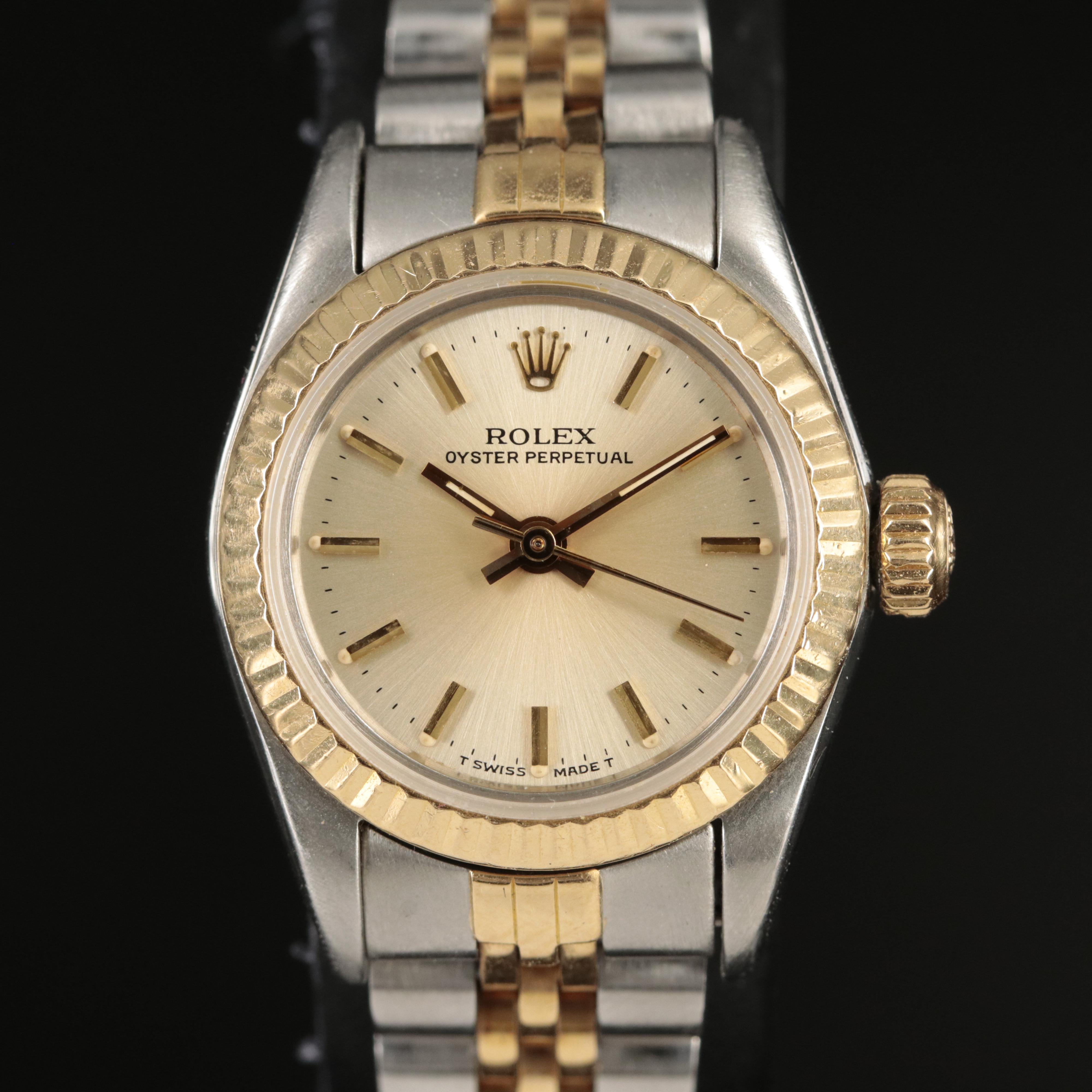 1986 Rolex Oyster Perpetual Stainless Steel and 18K Watch