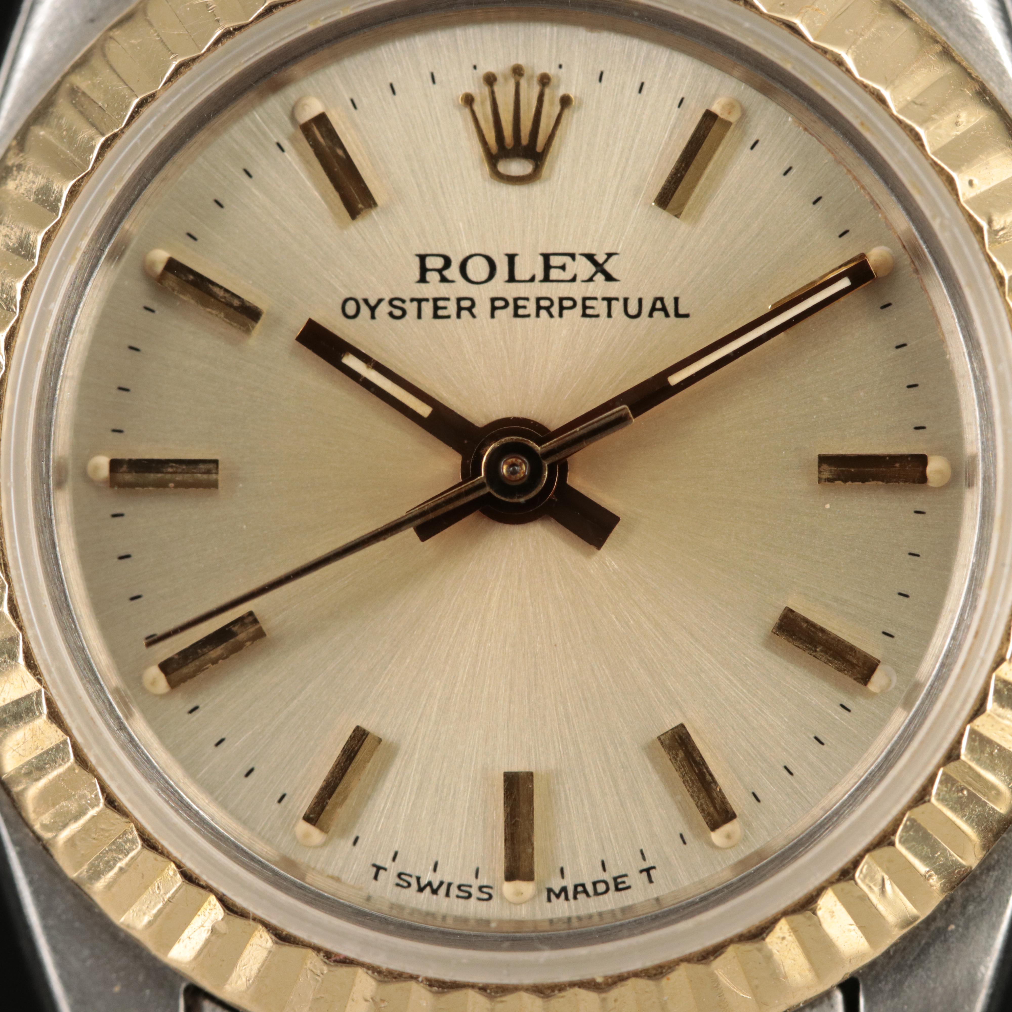 1986 Rolex Oyster Perpetual Stainless Steel and 18K Watch