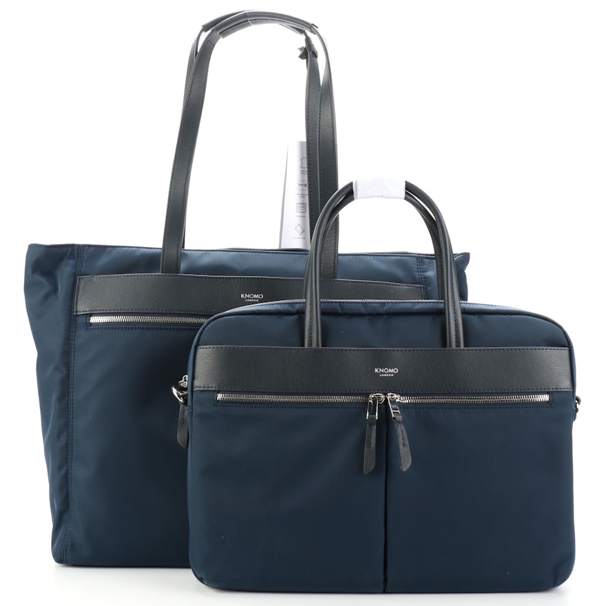 Knomo Hanover Briefcase and Grosvenor Place Tote Bag Nylon and Leather