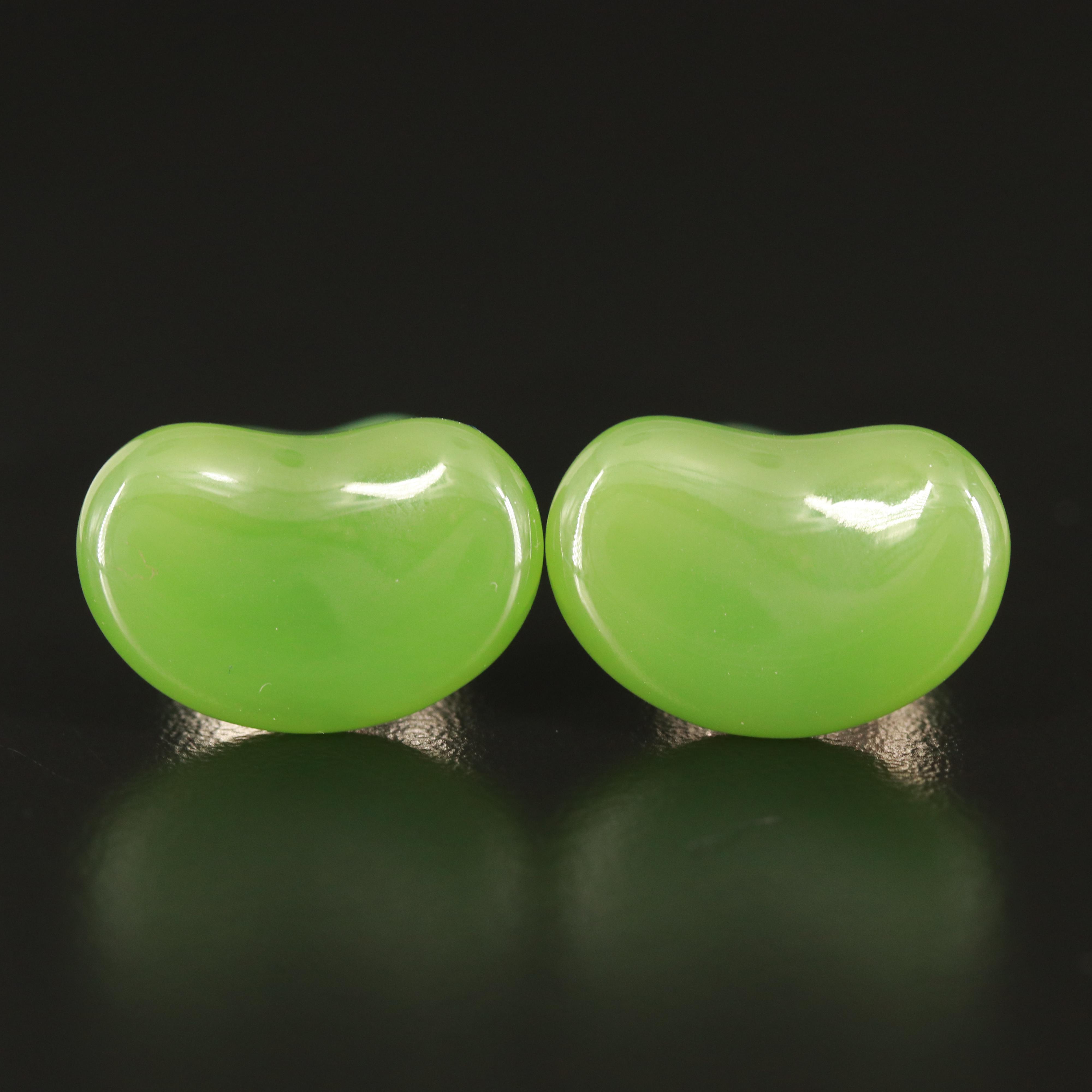 Elsa Peretti for Tiffany & Co. "Bean" Sterling Nephrite Cufflinks