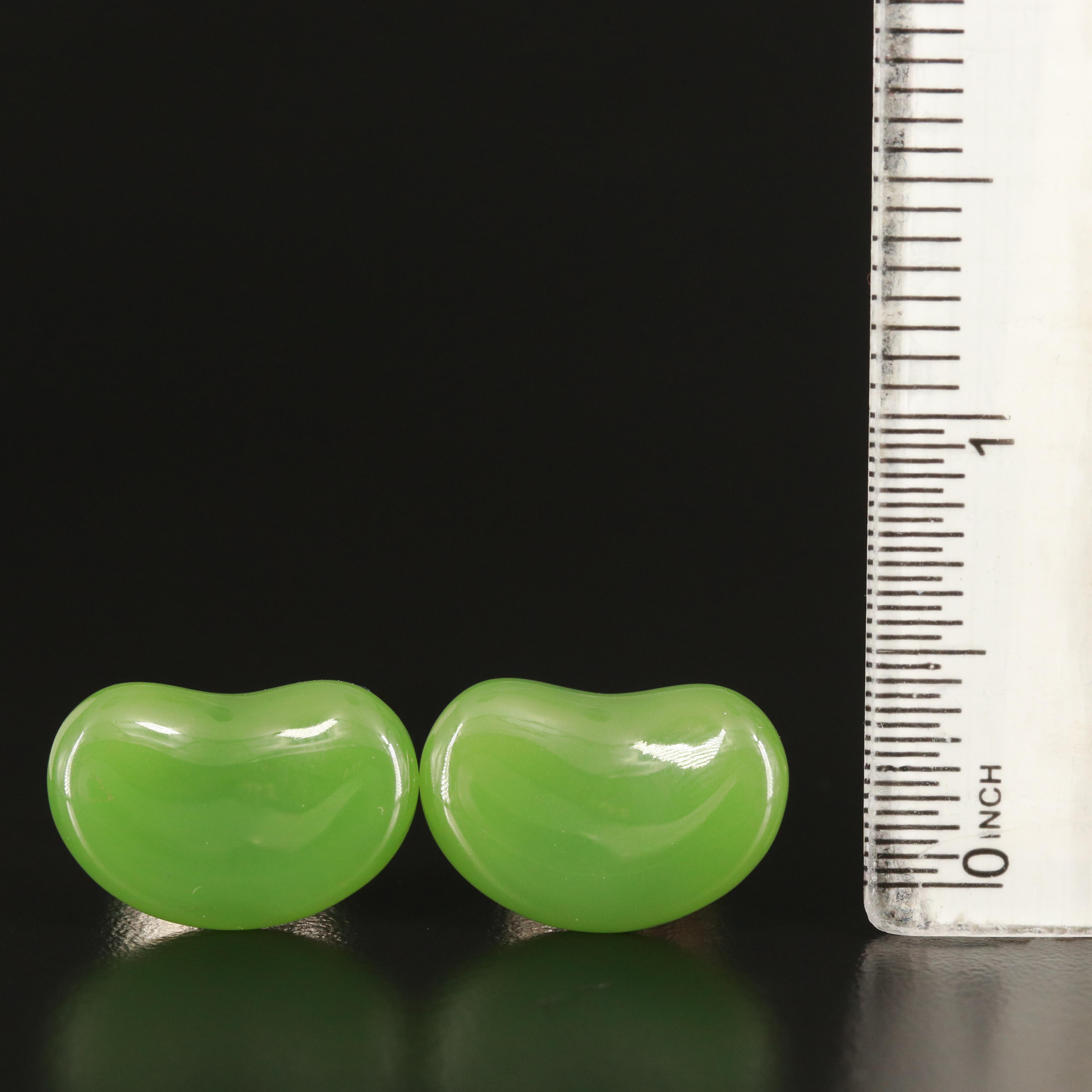 Elsa Peretti for Tiffany & Co. "Bean" Sterling Nephrite Cufflinks