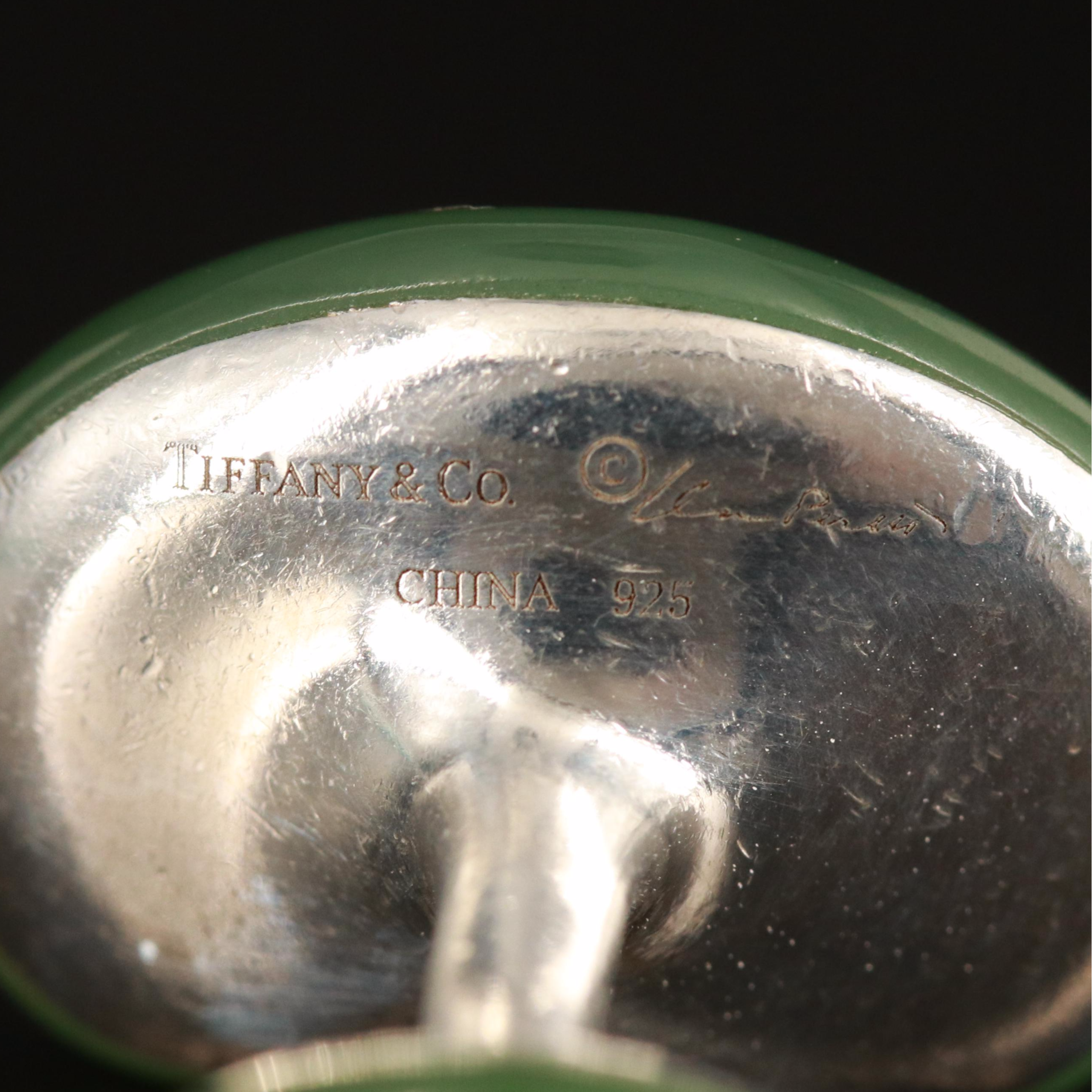 Elsa Peretti for Tiffany & Co. "Bean" Sterling Nephrite Cufflinks