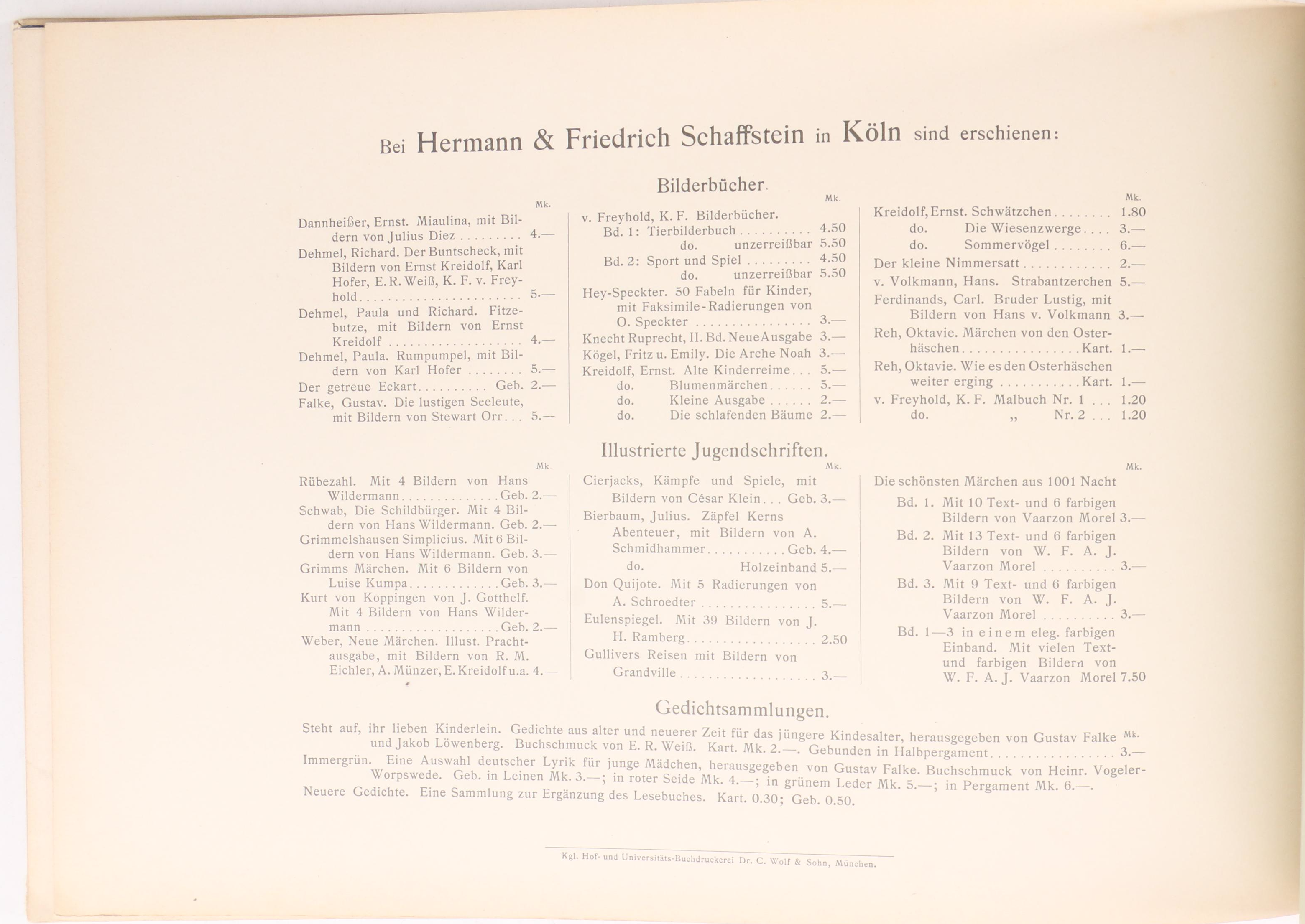 Illustrated German Children's Books Including "Münchhausen" and "Miaulina"