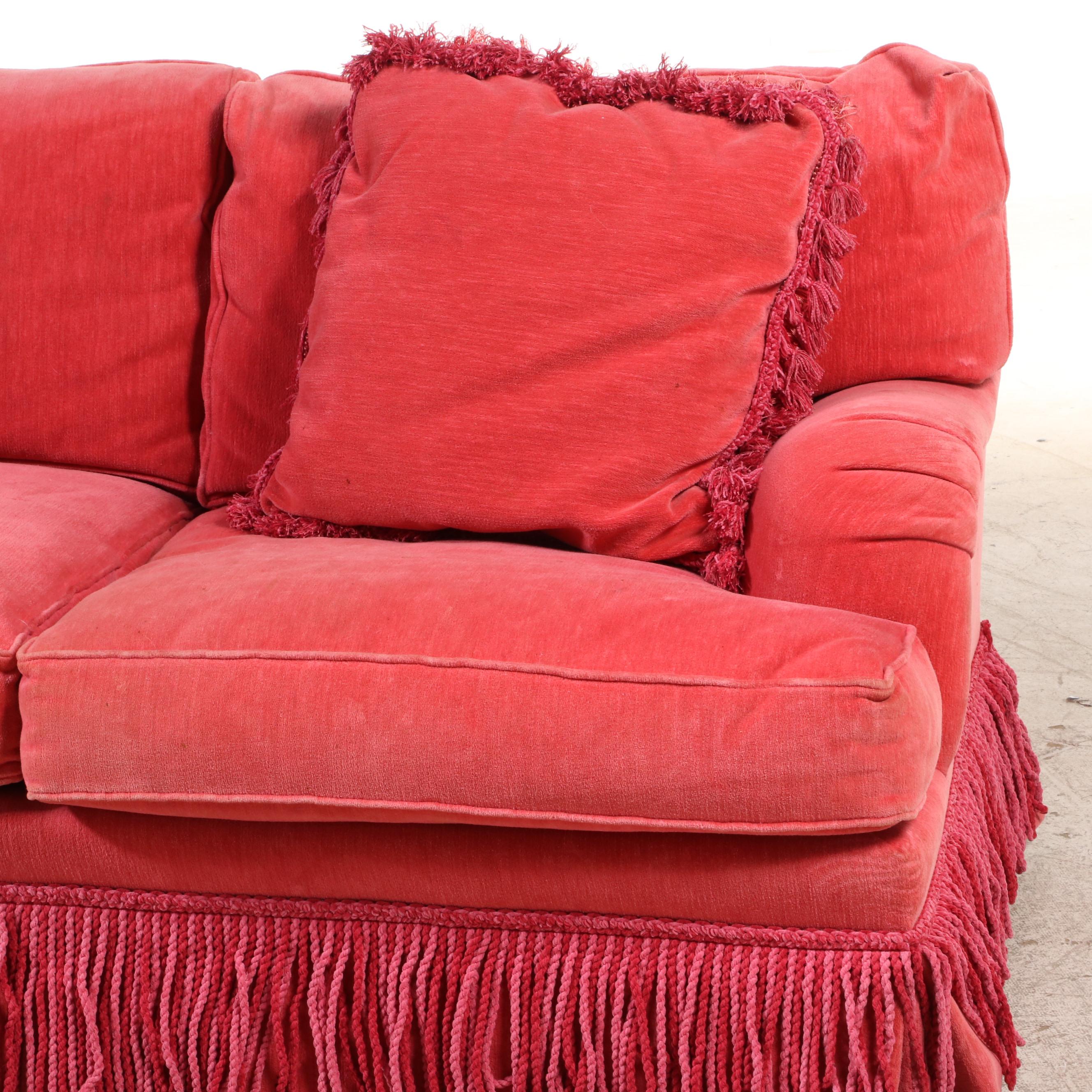 Custom-Upholstered English-Arm Sofa with Bullion Fringe