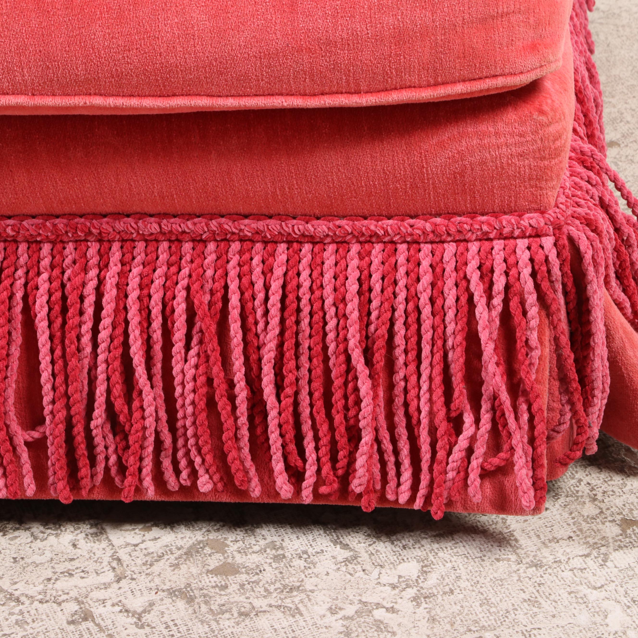 Custom-Upholstered English-Arm Sofa with Bullion Fringe