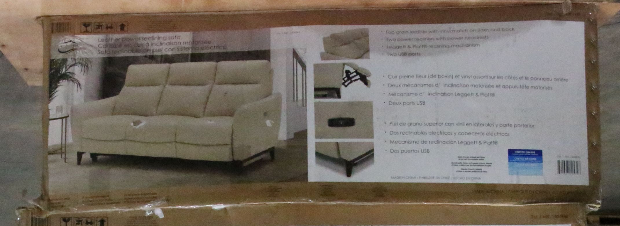 Gilman Creek "Crosslin" Leather Power Reclining Sofa with Power Headrests