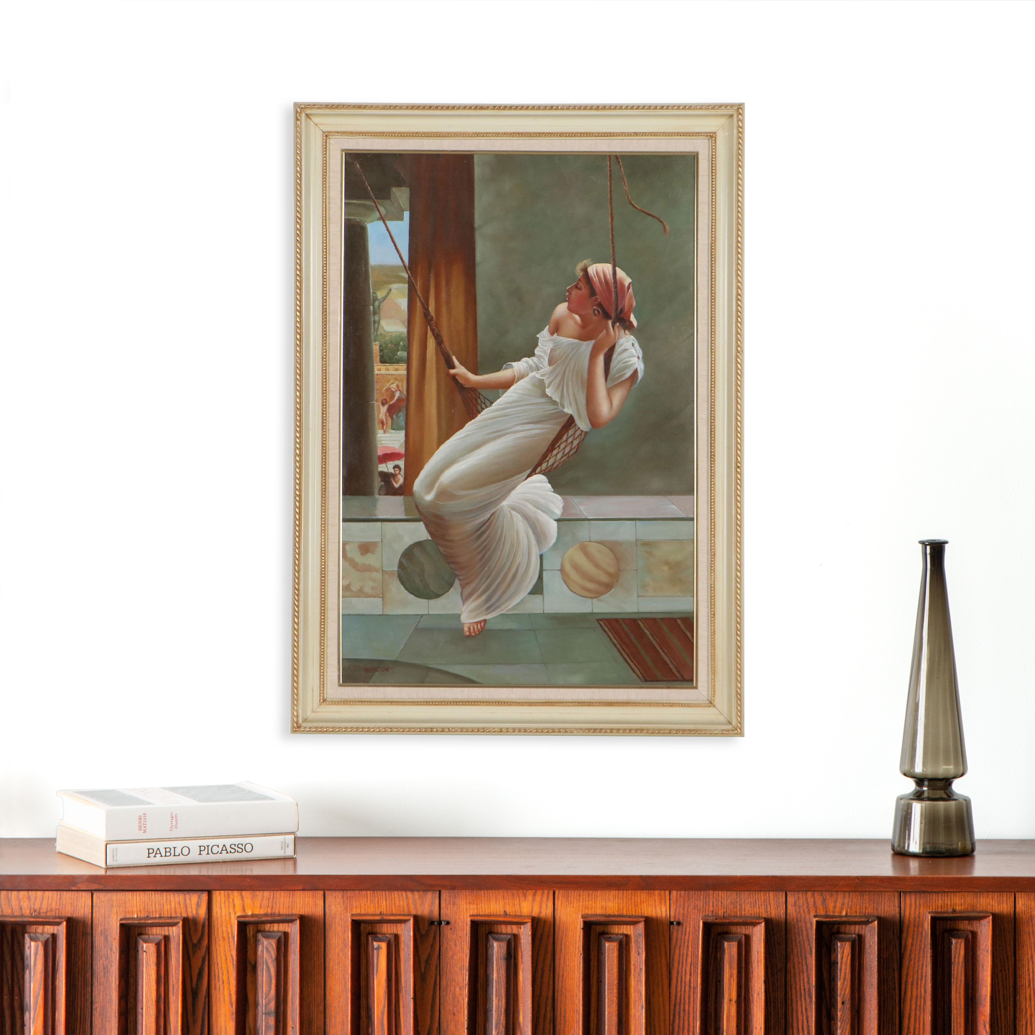 Oil Painting After John Reinhard Weguelin "The Swing," Circa 2000