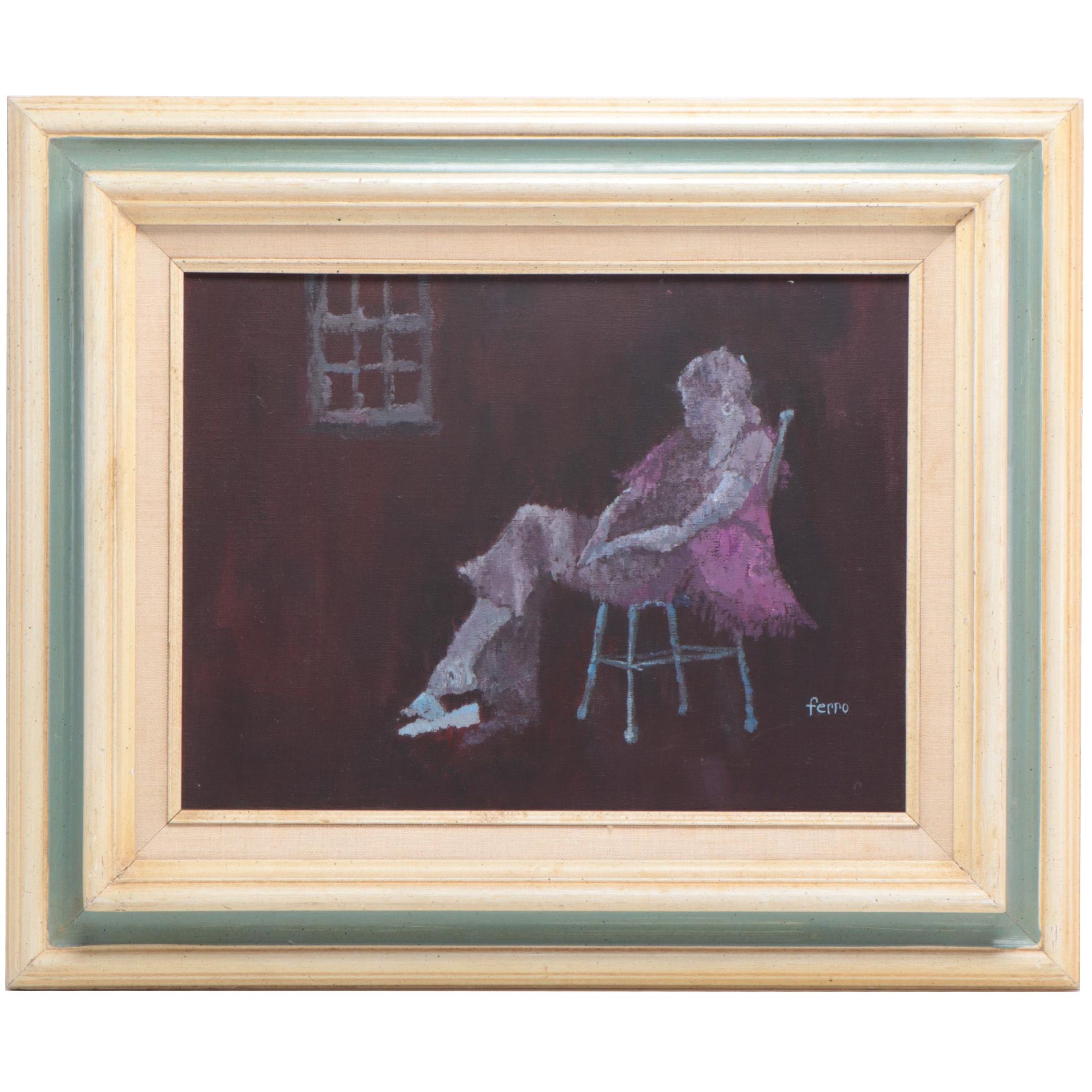 Susan Ferro Acrylic Painting "Ms.", Circa 1975