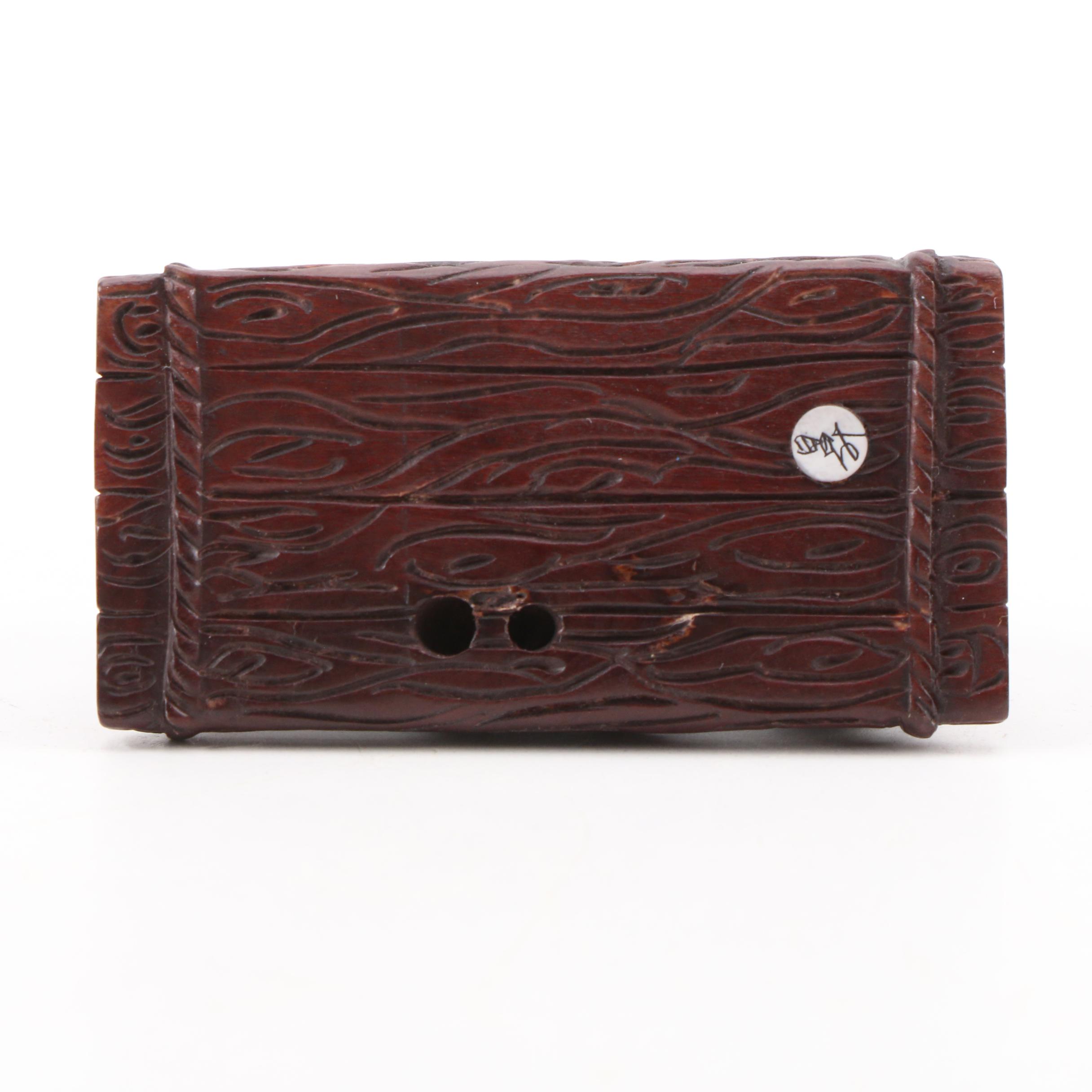 Nissho Japanese Carved Boxwood Men on Raft Netsuke, Edo Period