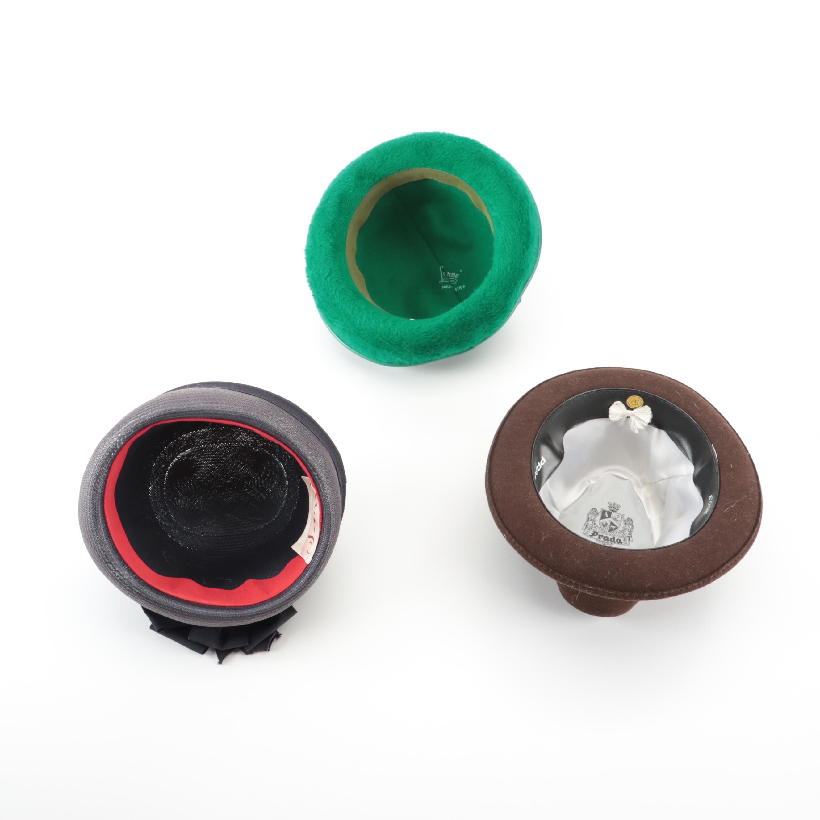 D'orsay Knit Wool Pillbox Hat and Clutch Set, Suede Flat Cap, and Other Hats