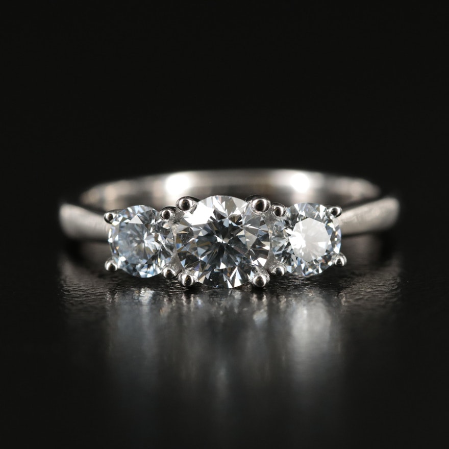 14K 0.97 CTW Lab Grown Diamond Three Stone Ring