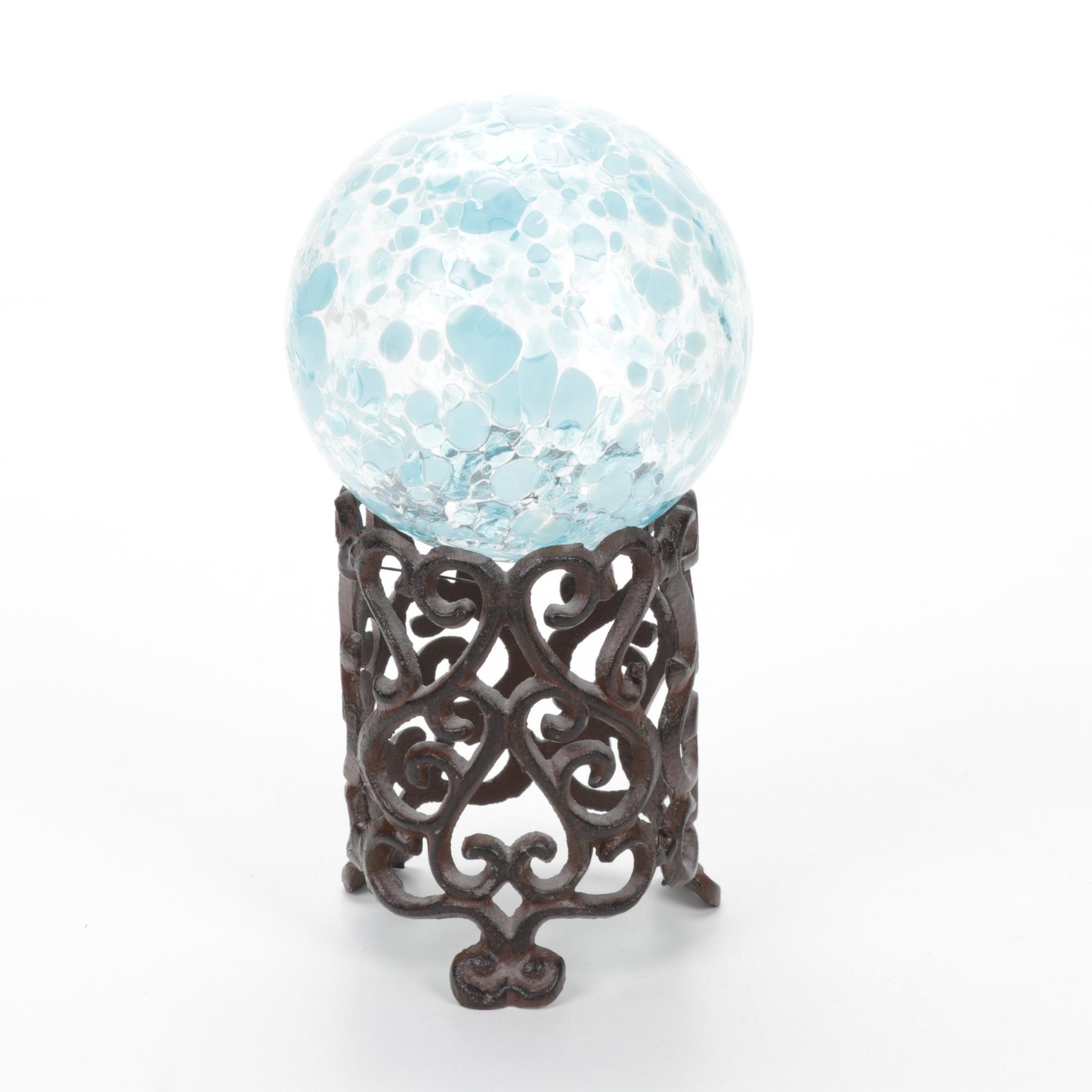 Blown Glass Orbs with Cast Iron Stand