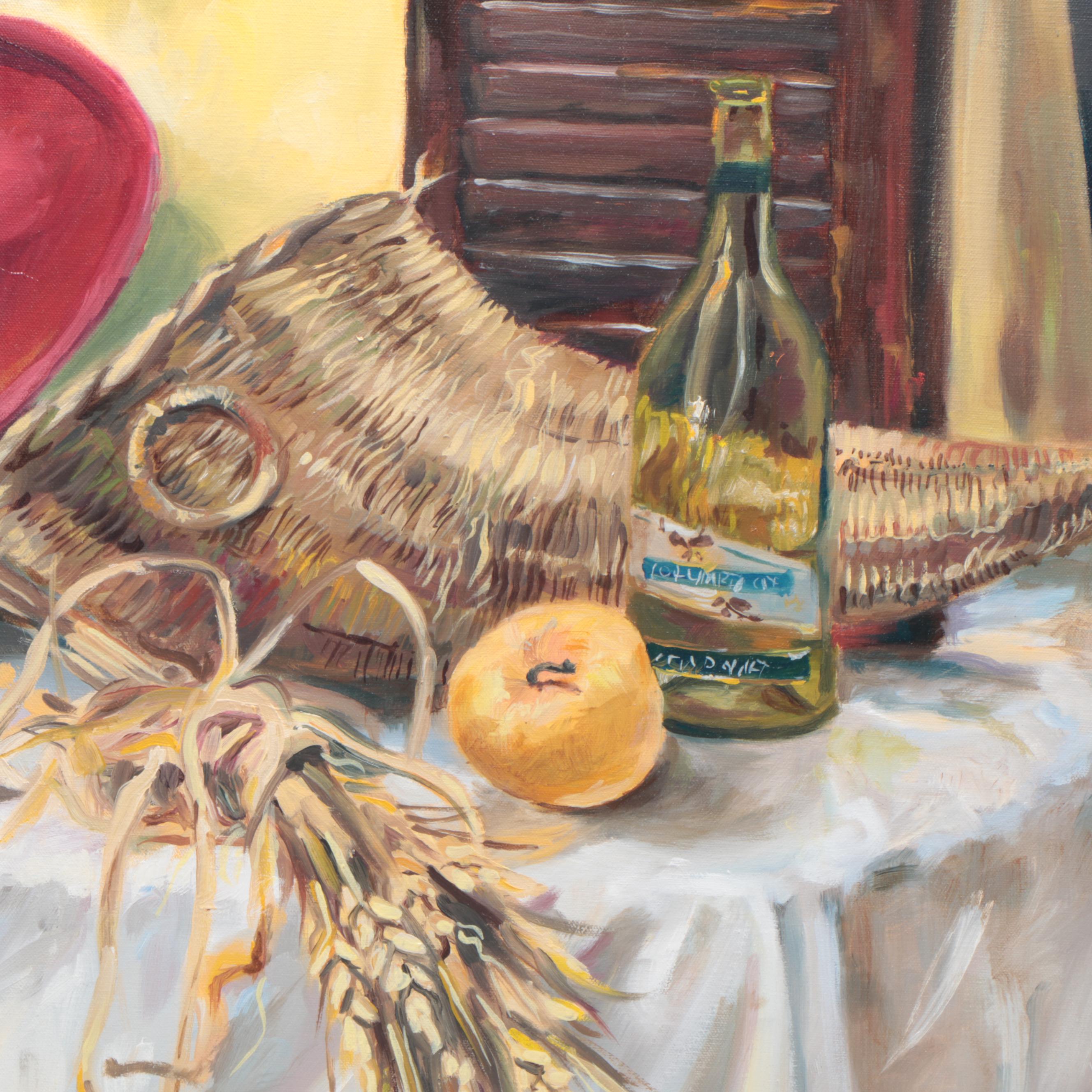 Still Life Oil Painting of Wine and Cornucopia, 2004