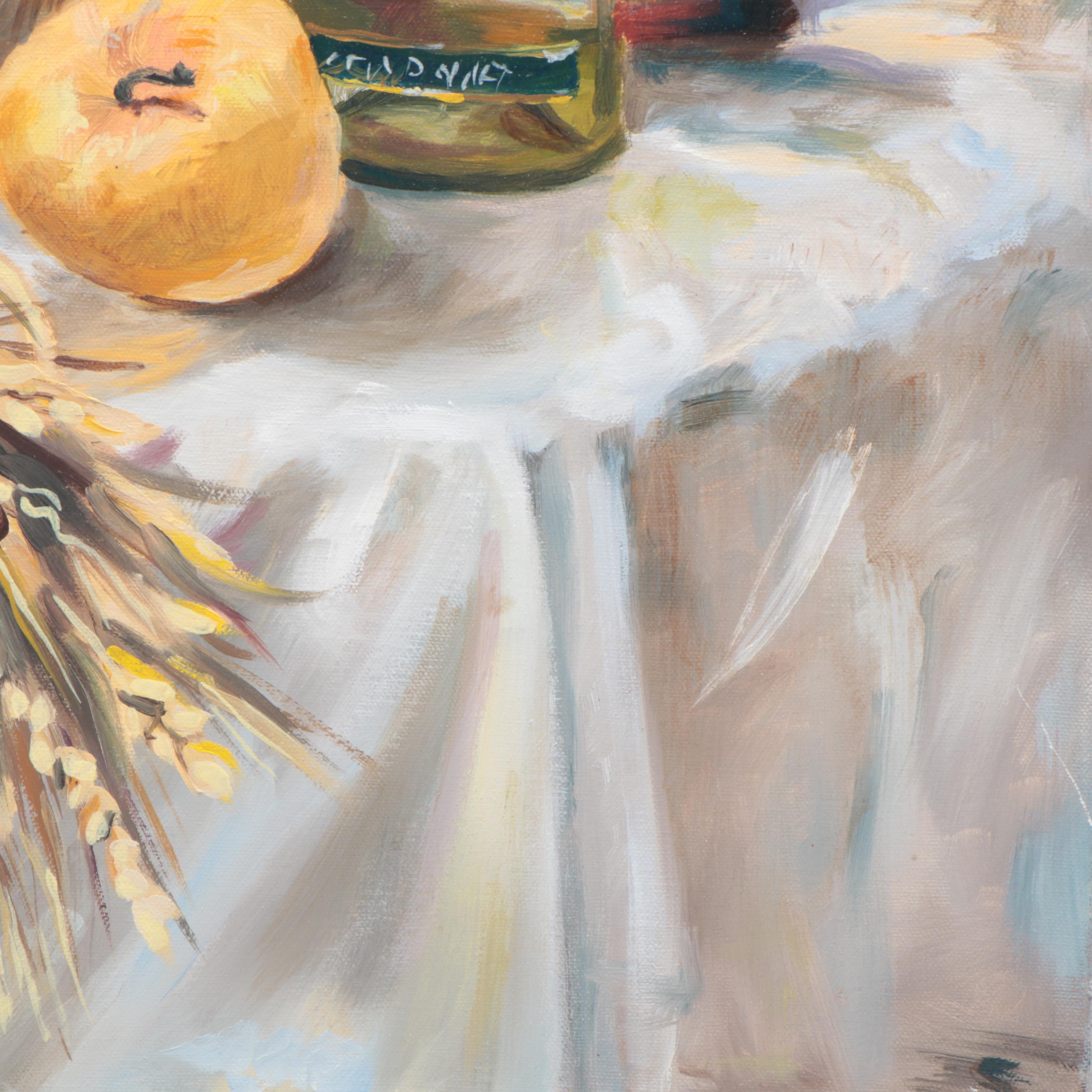 Still Life Oil Painting of Wine and Cornucopia, 2004
