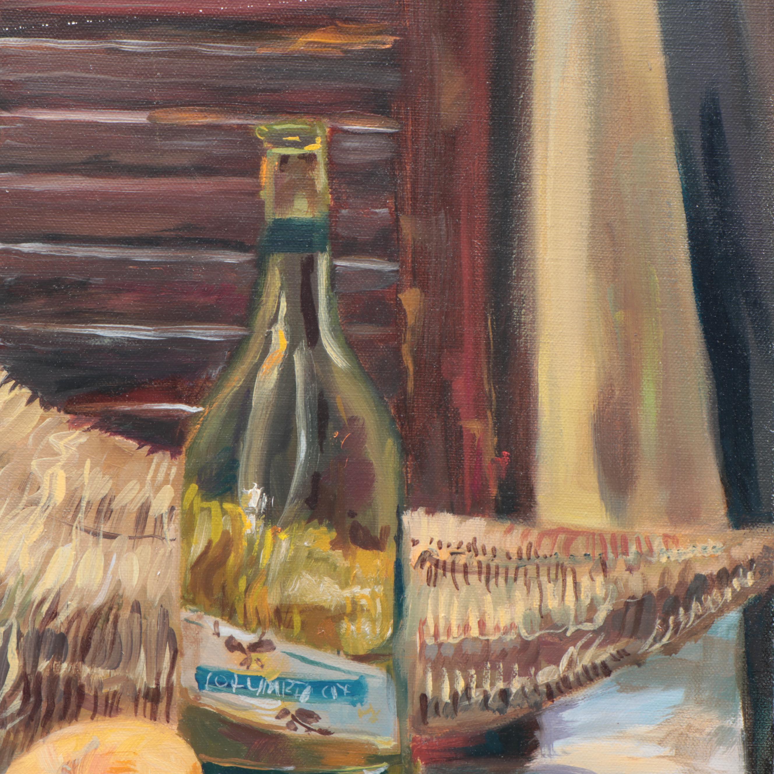 Still Life Oil Painting of Wine and Cornucopia, 2004