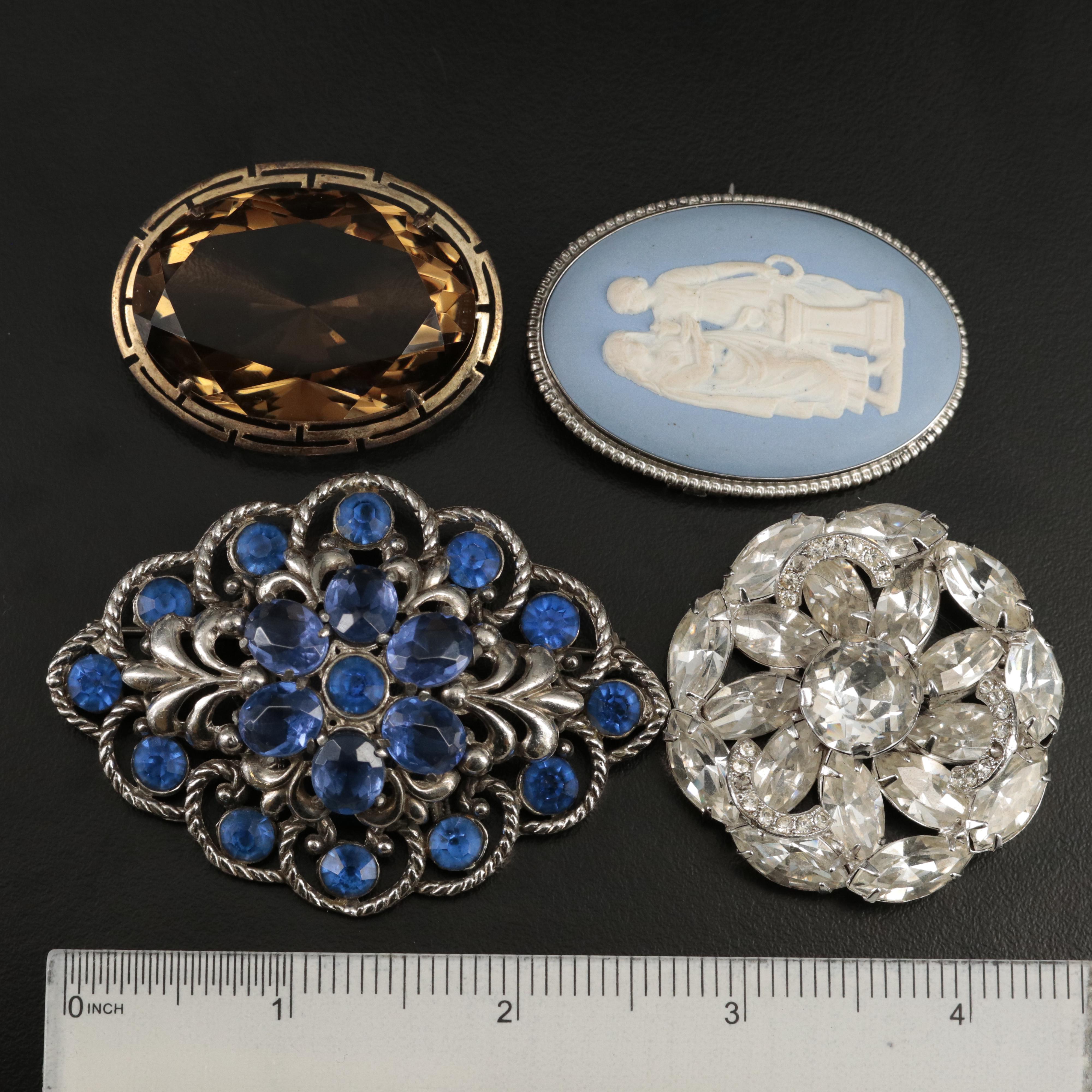 Eisenberg, Wedgwood and Crown Trifari Jewelry Including 900 Silver