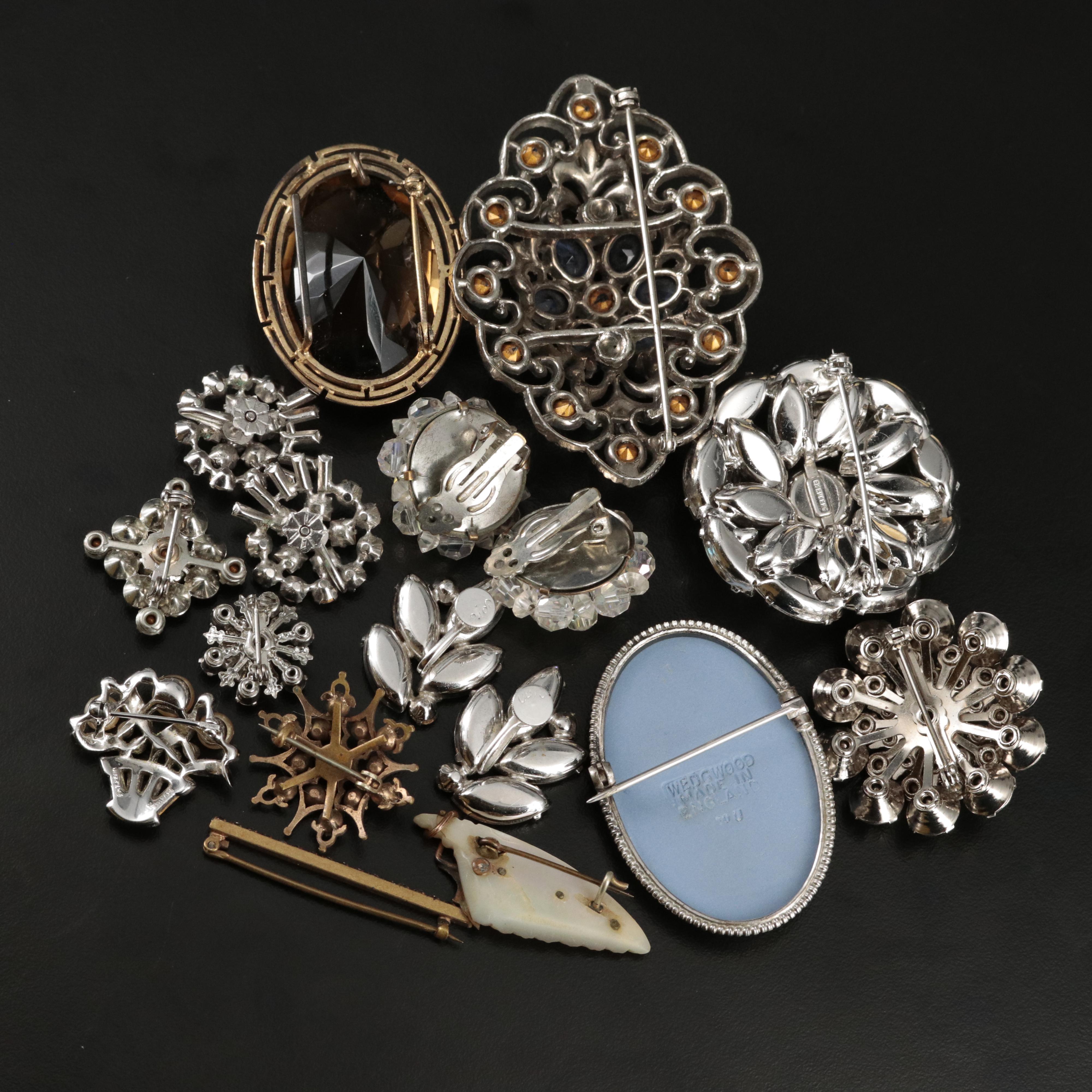 Eisenberg, Wedgwood and Crown Trifari Jewelry Including 900 Silver