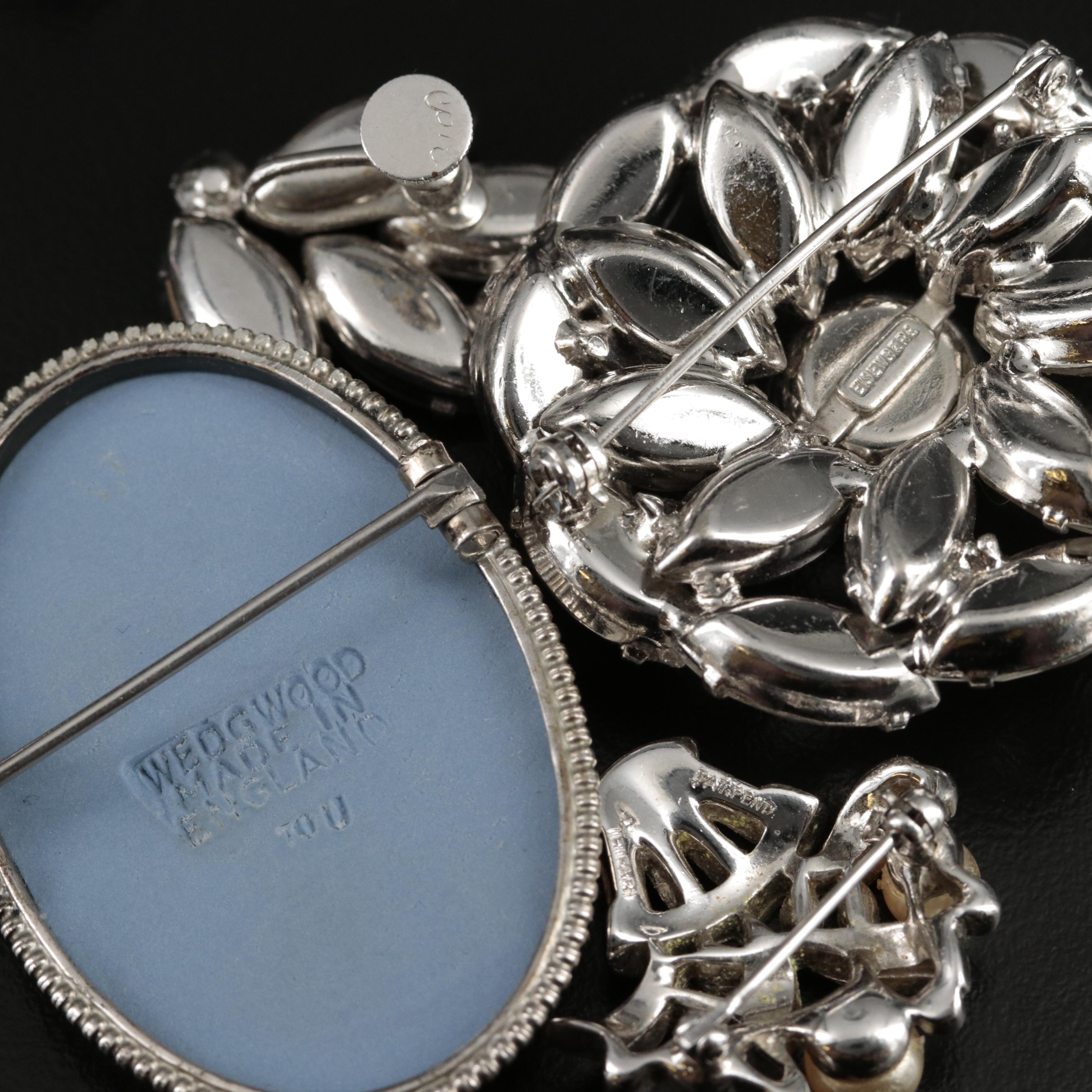 Eisenberg, Wedgwood and Crown Trifari Jewelry Including 900 Silver