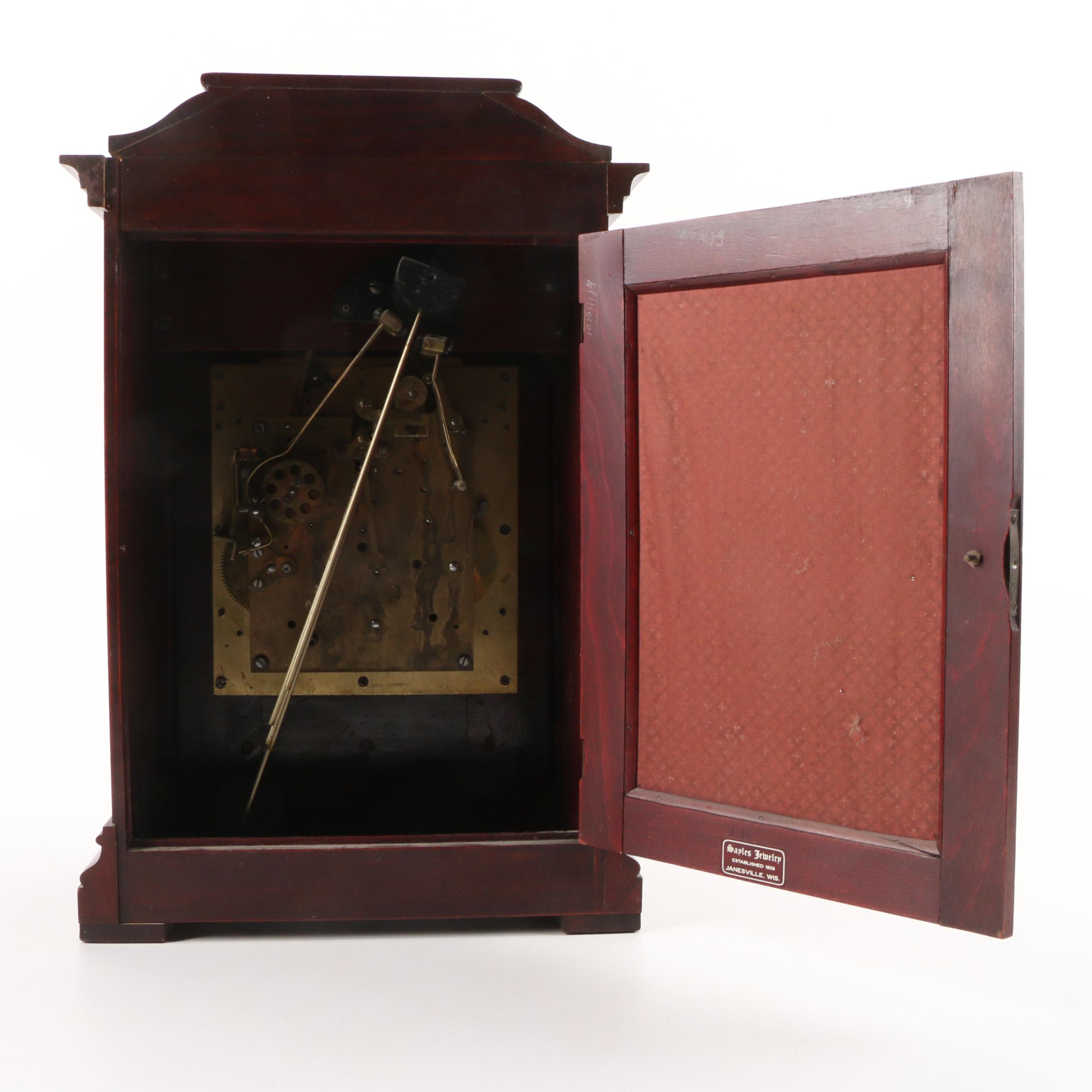 Kuehl and Gustav Becker Mahogany Mantel Clock with Brass Face, Early 20th C.