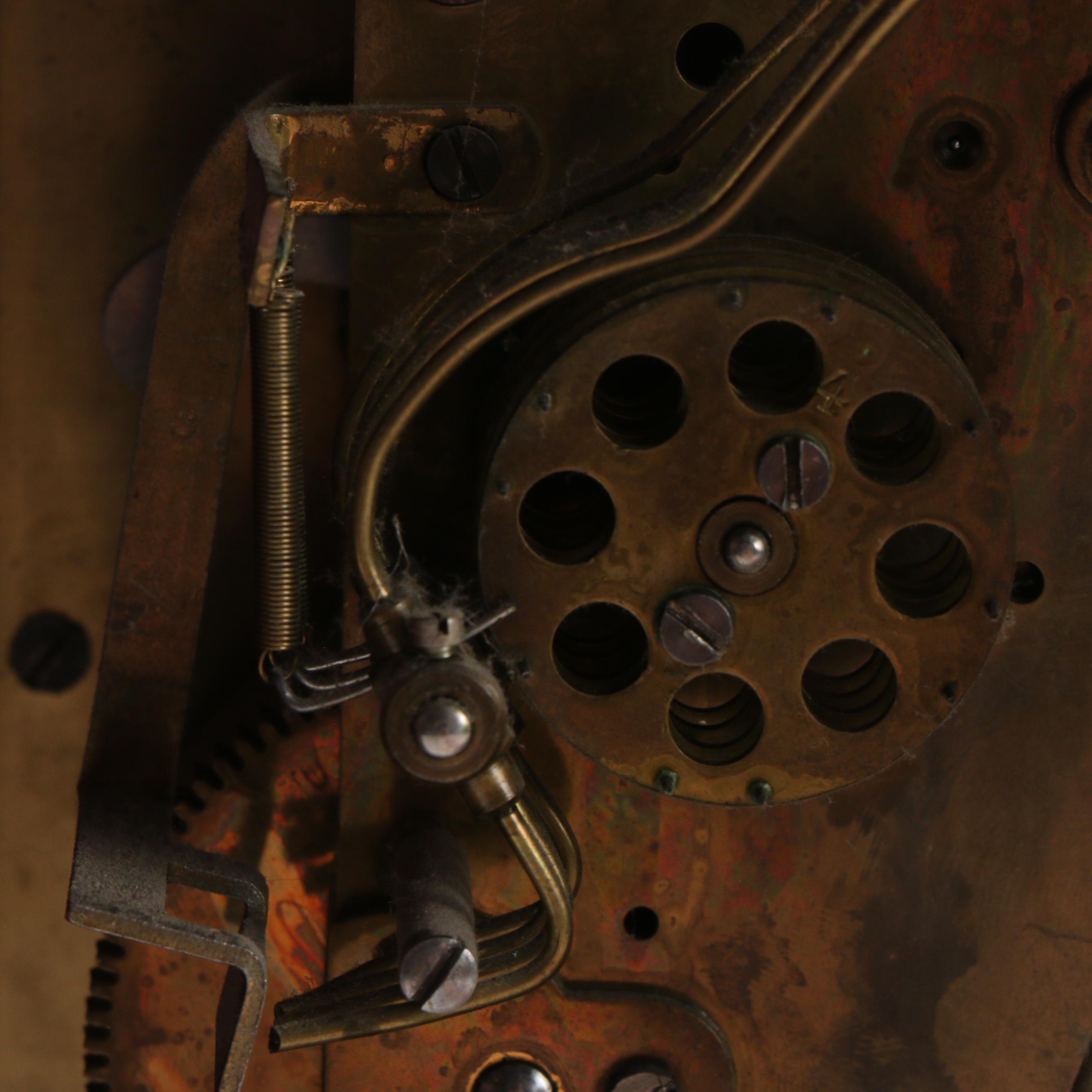 Kuehl and Gustav Becker Mahogany Mantel Clock with Brass Face, Early 20th C.