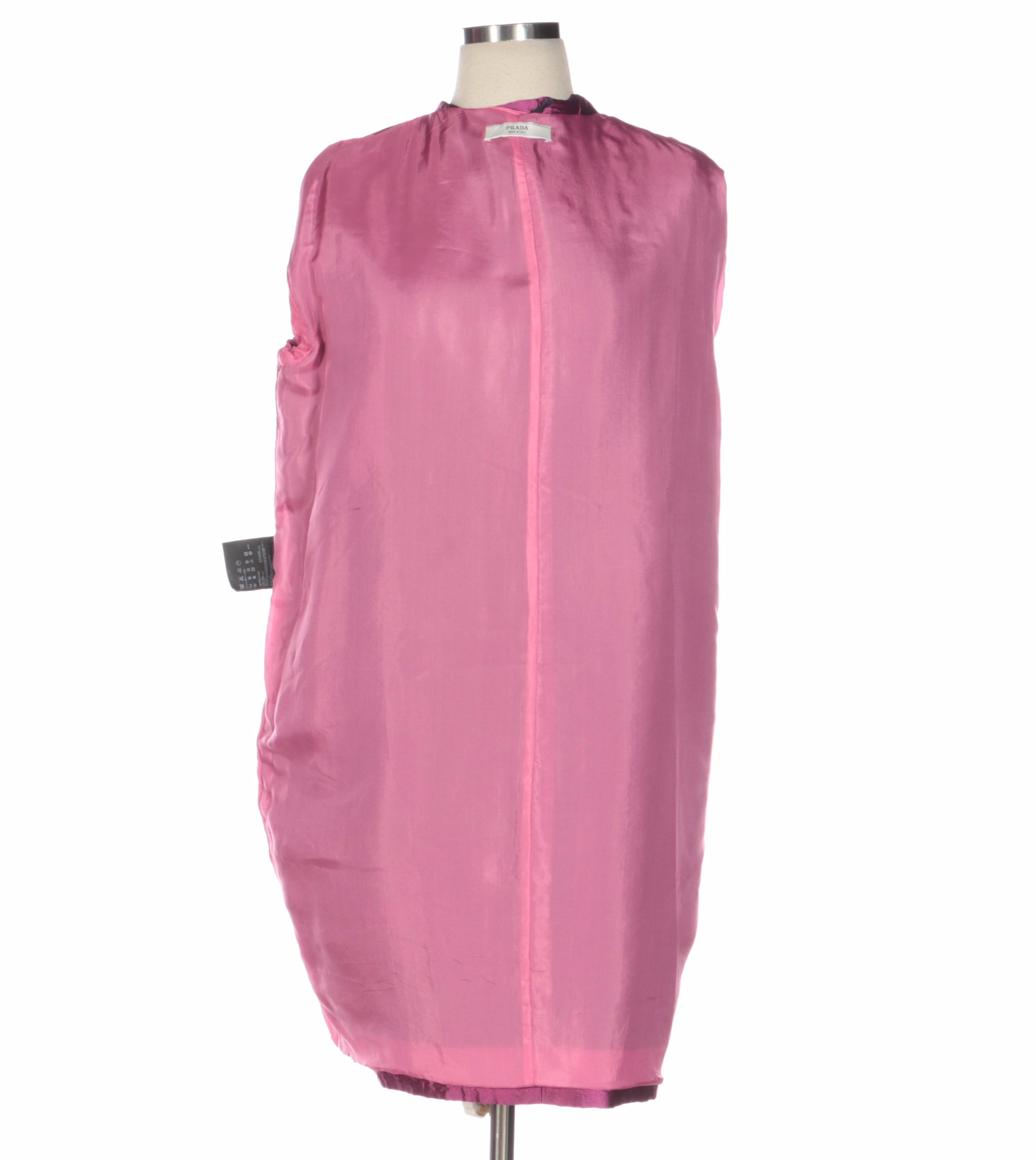 Prada Cap-Sleeve Bow Dress and Button-Front Jacket in Crushed Wool-Silk Taffeta