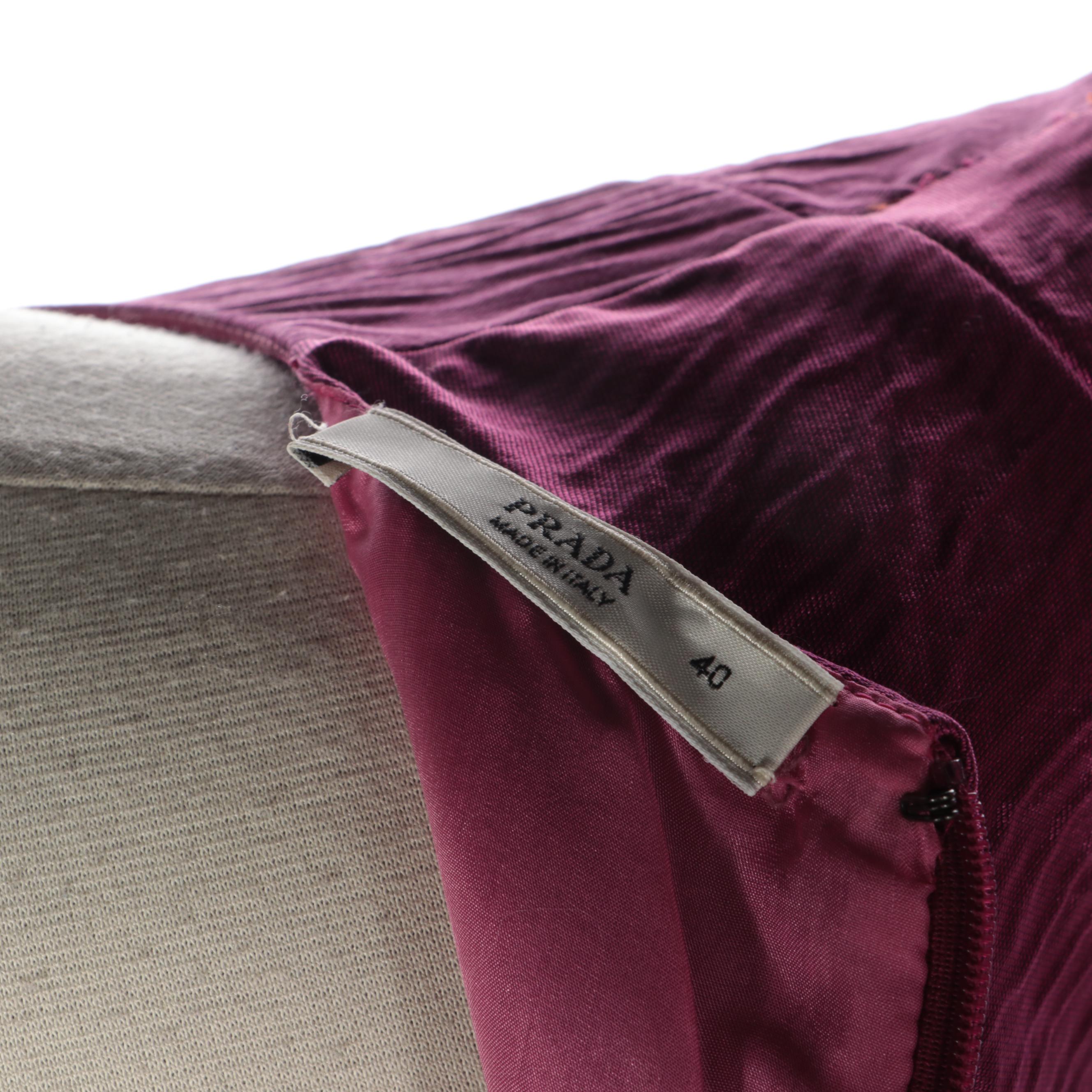 Prada Cap-Sleeve Bow Dress and Button-Front Jacket in Crushed Wool-Silk Taffeta