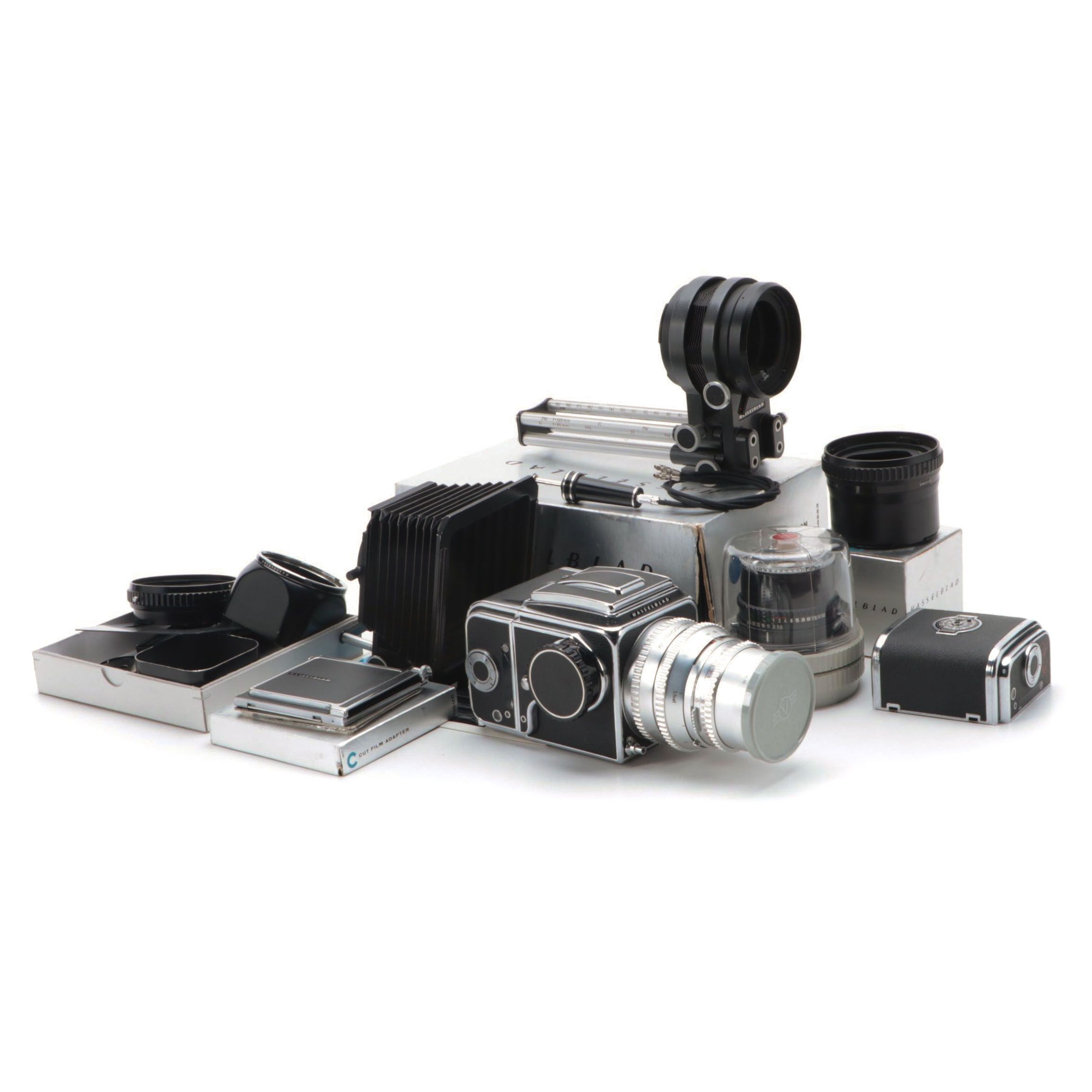 Hasselblad 500 C Medium Format Camera, Bellows Extension and Accessories