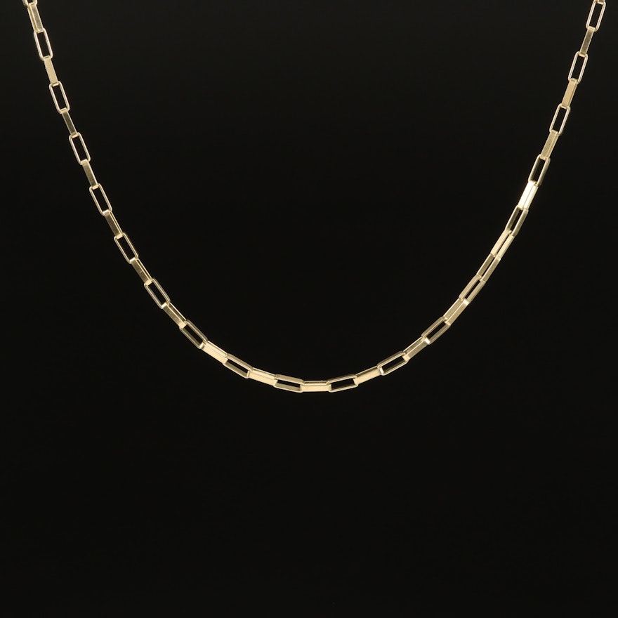 10K Rectangular Cable Chain Necklace