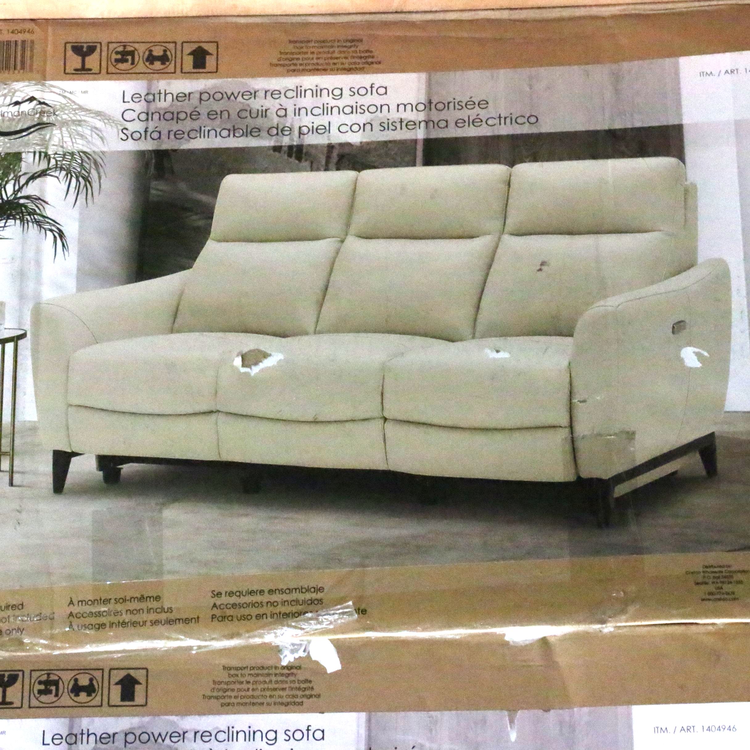 Gilman Creek "Crosslin" Leather Power Reclining Sofa with Power Headrests