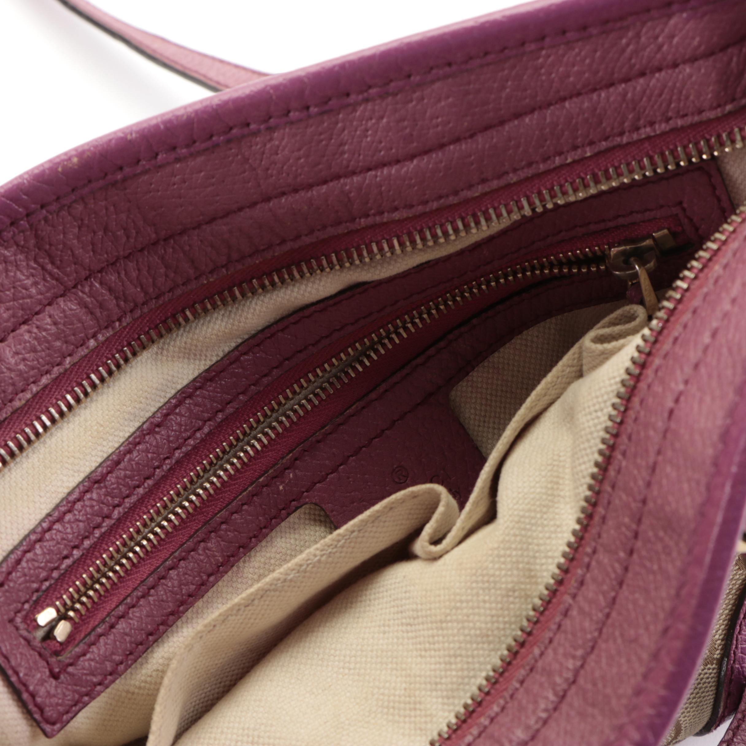 Gucci Bree Mini Convertible Tote Bag in GG Canvas and Violet Cinghiale Leather