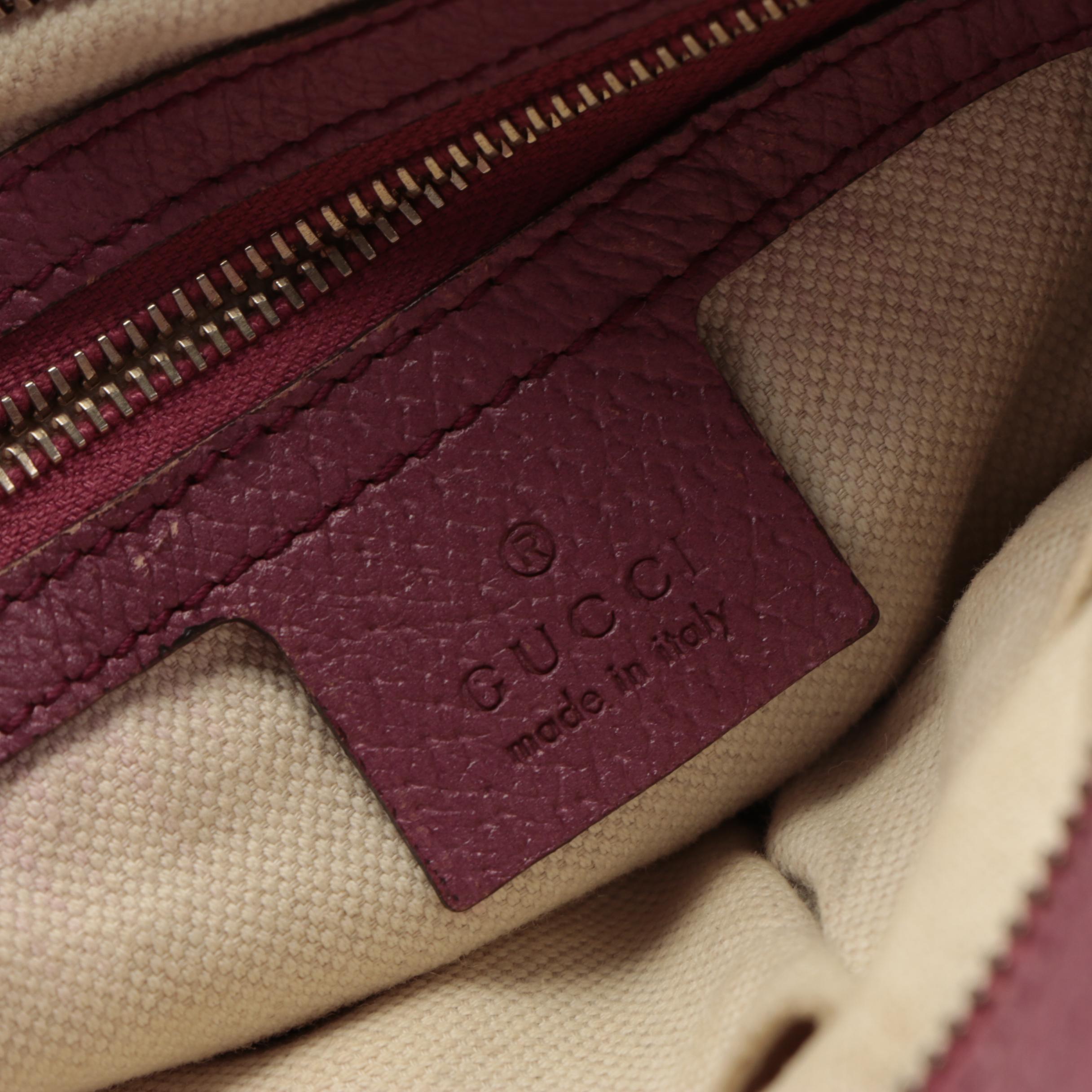 Gucci Bree Mini Convertible Tote Bag in GG Canvas and Violet Cinghiale Leather
