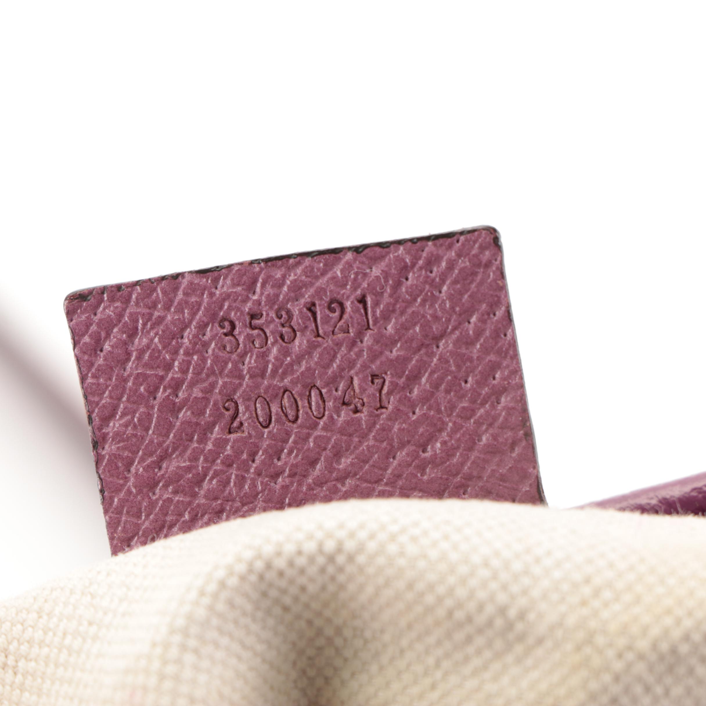 Gucci Bree Mini Convertible Tote Bag in GG Canvas and Violet Cinghiale Leather