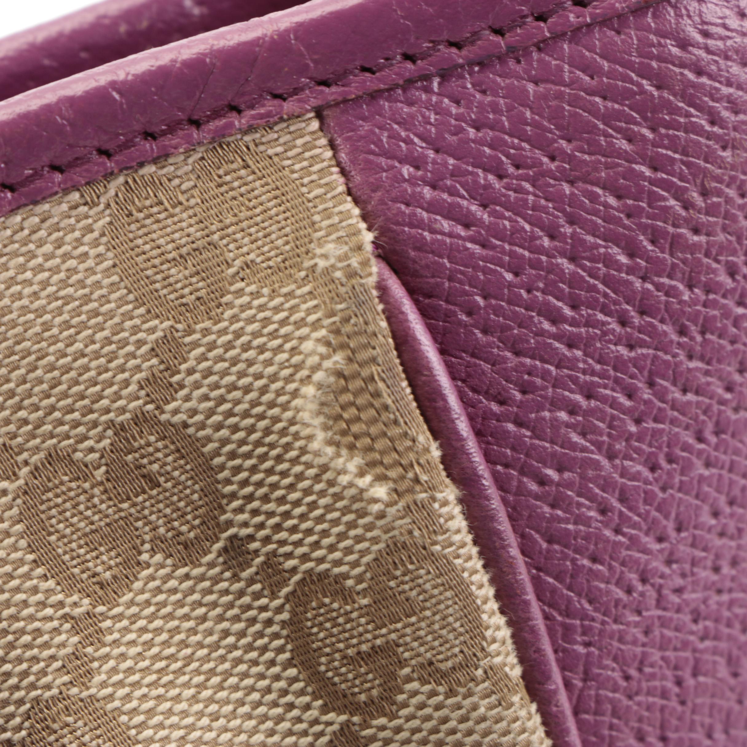 Gucci Bree Mini Convertible Tote Bag in GG Canvas and Violet Cinghiale Leather