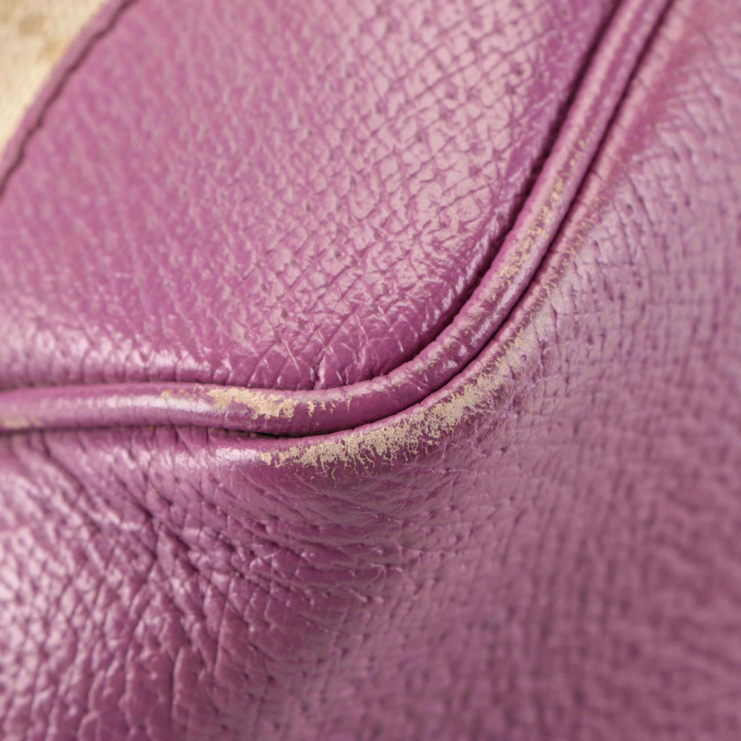 Gucci Bree Mini Convertible Tote Bag in GG Canvas and Violet Cinghiale Leather