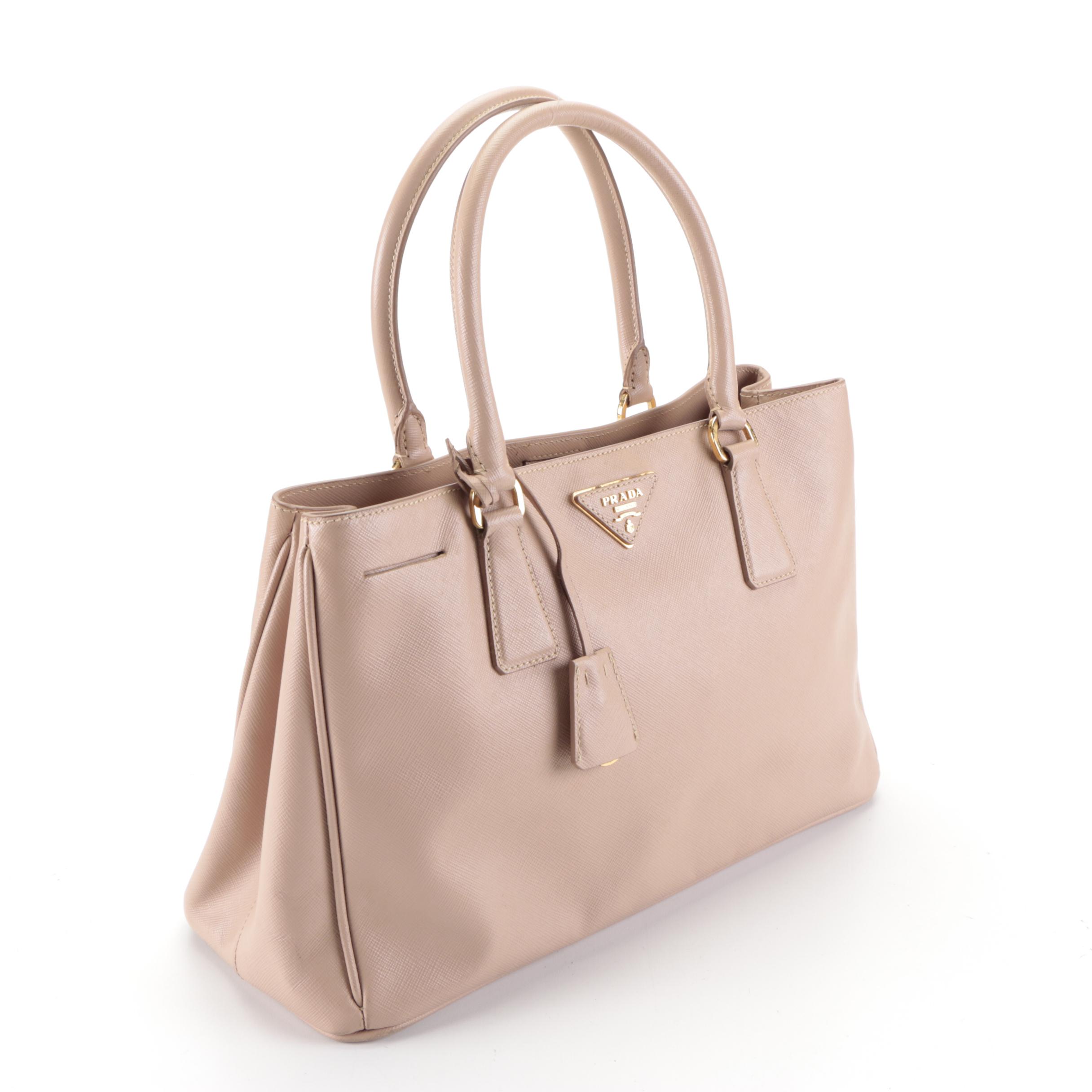 Prada Medium Gardener's Tote Bag in Light Pink Saffiano Leather