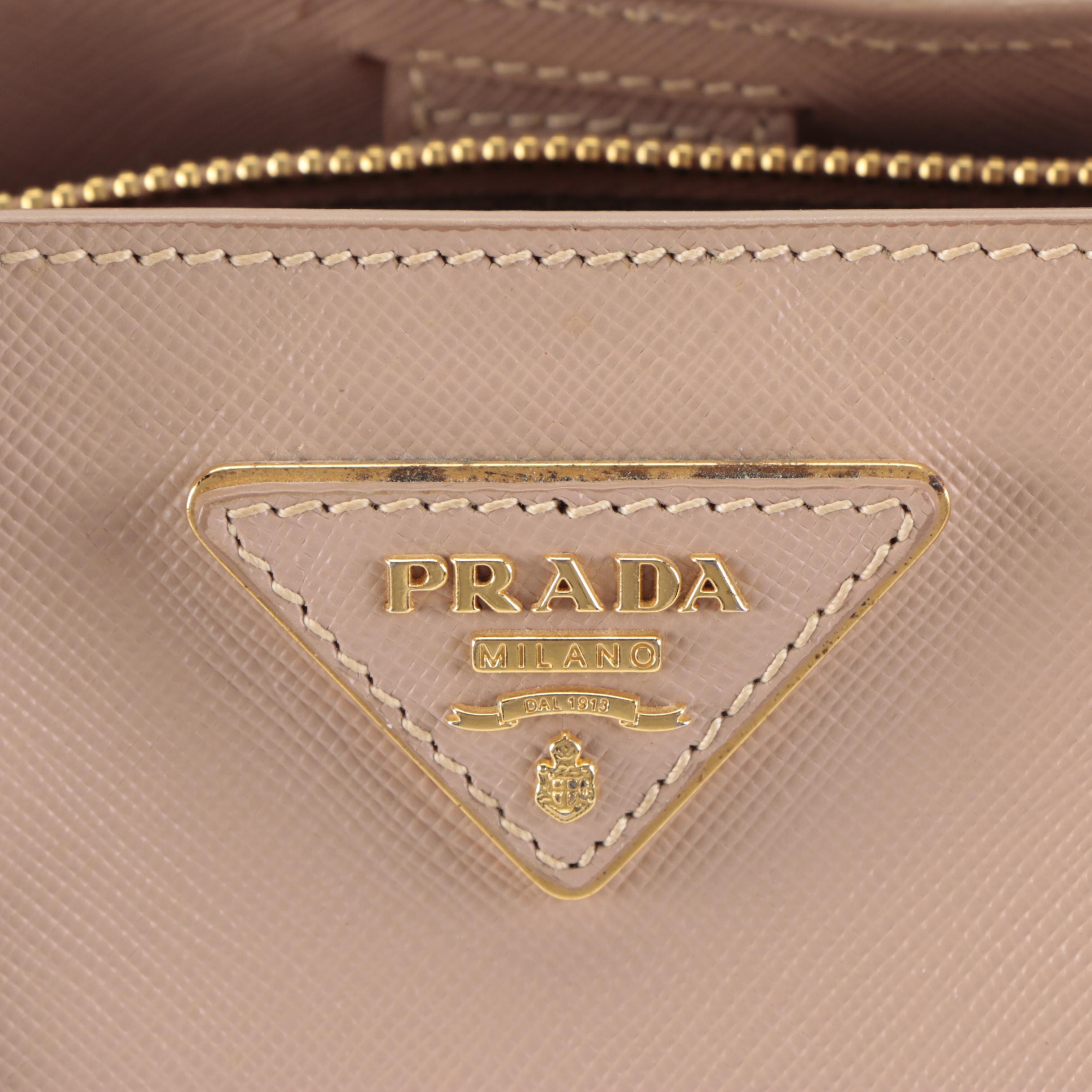Prada Medium Gardener's Tote Bag in Light Pink Saffiano Leather