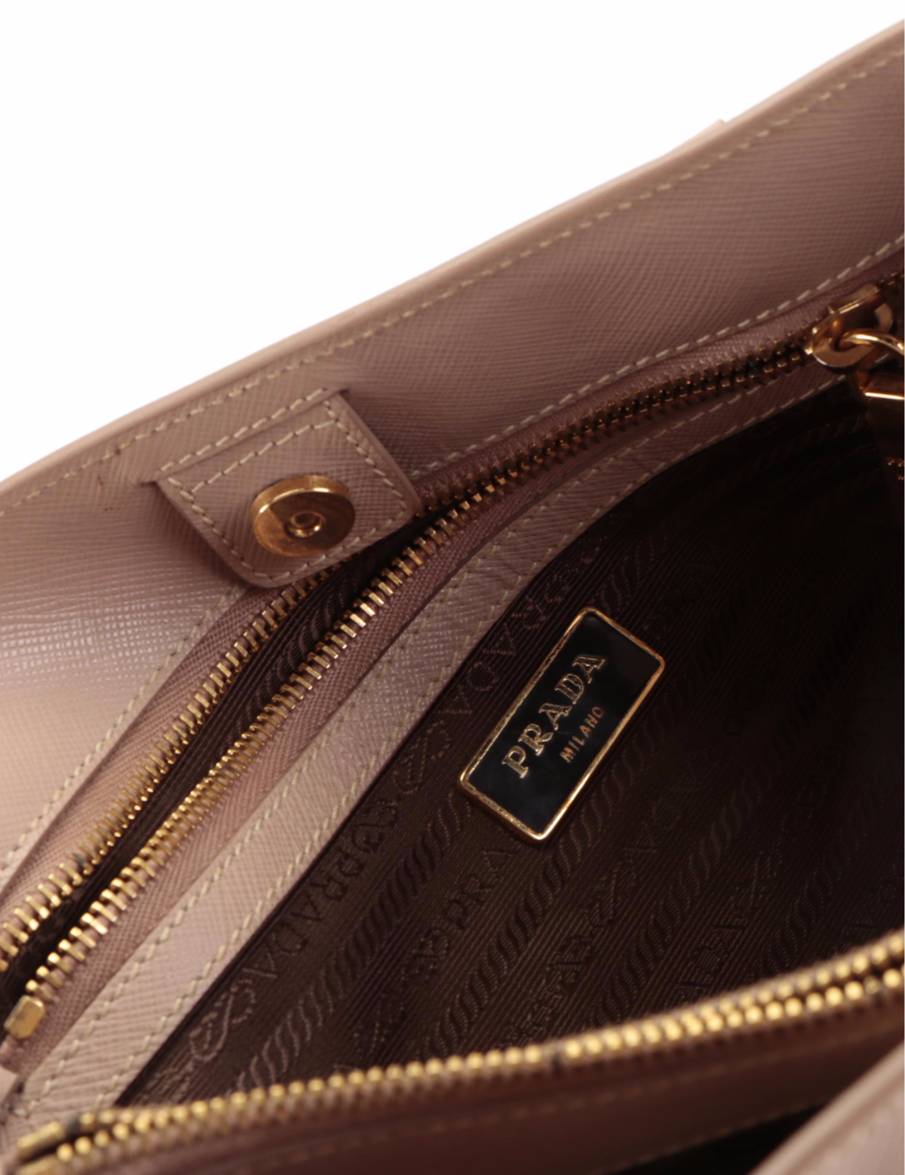 Prada Medium Gardener's Tote Bag in Light Pink Saffiano Leather