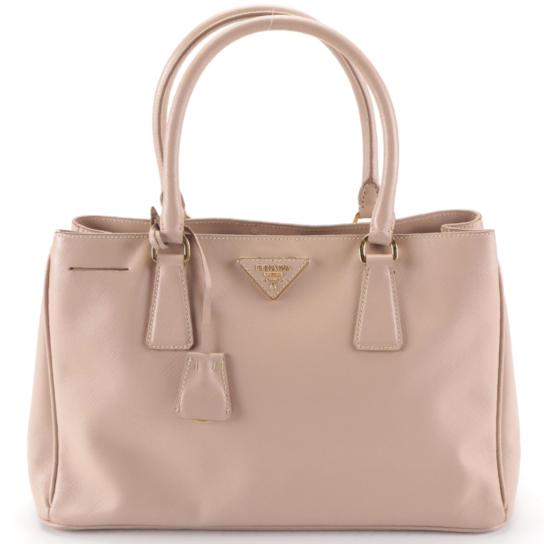 Prada Medium Gardener's Tote Bag in Light Pink Saffiano Leather