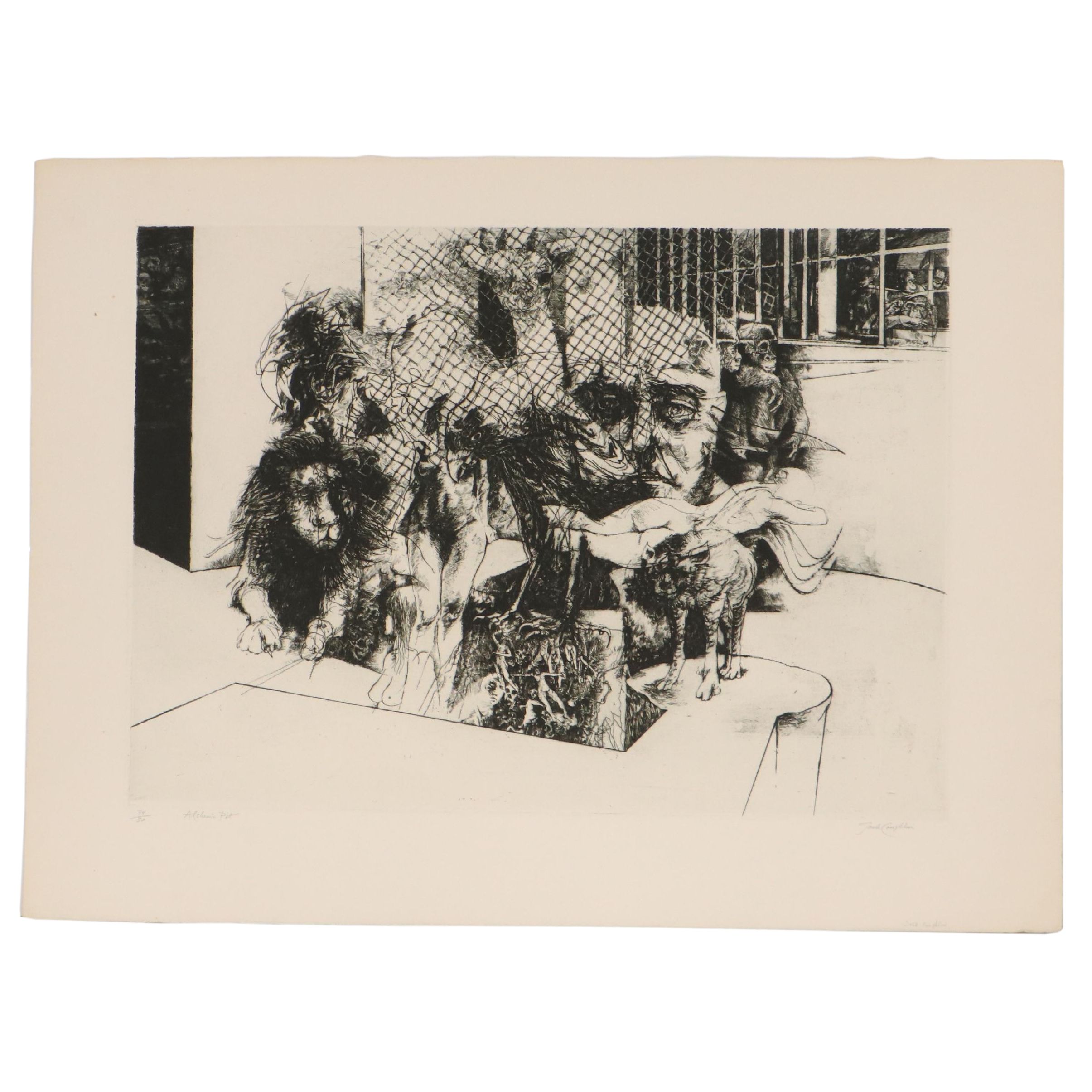 Jack Coughlin Etching "Alchemic Pit," Late 20th Century