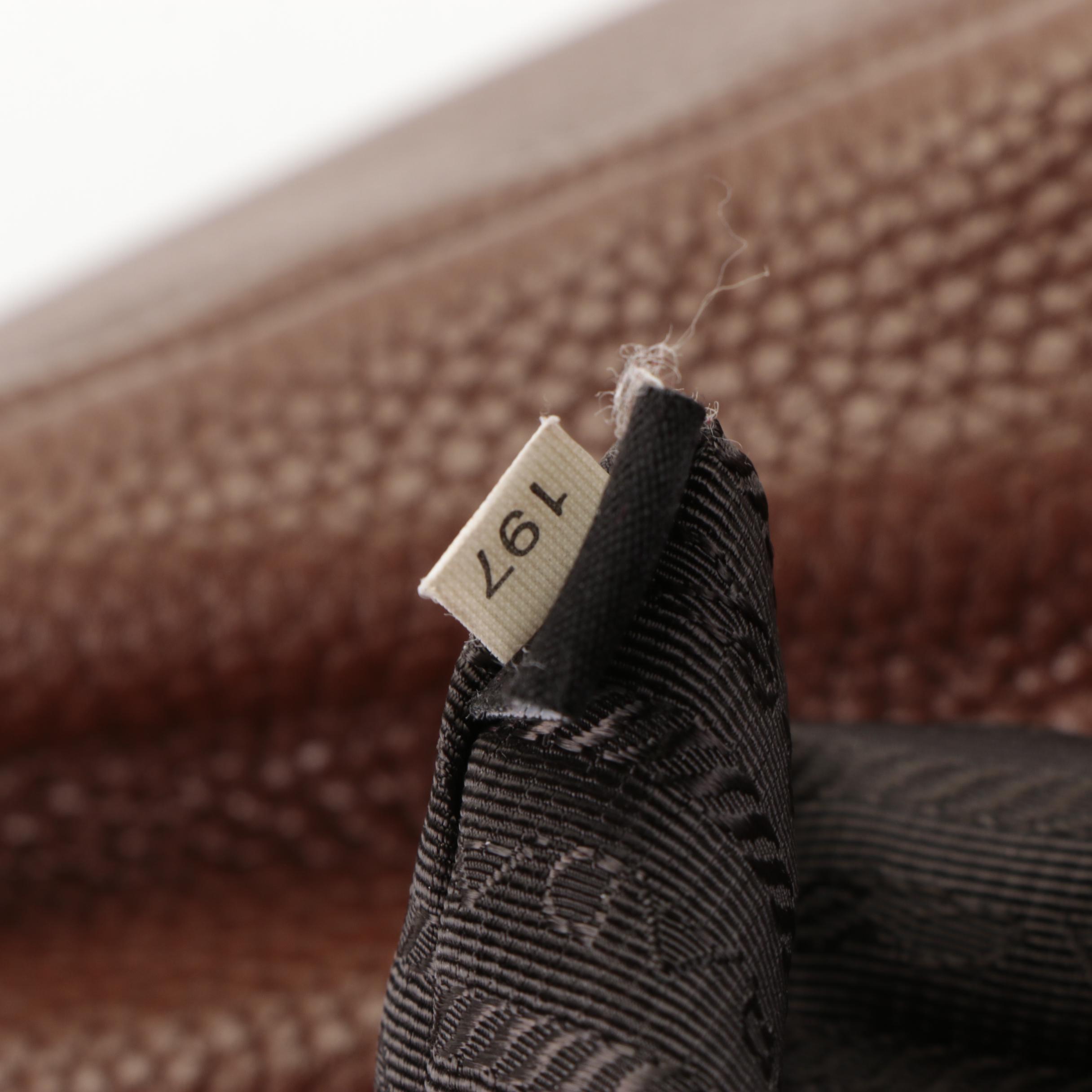 Prada Vitello Daino Leather Tote in Brown