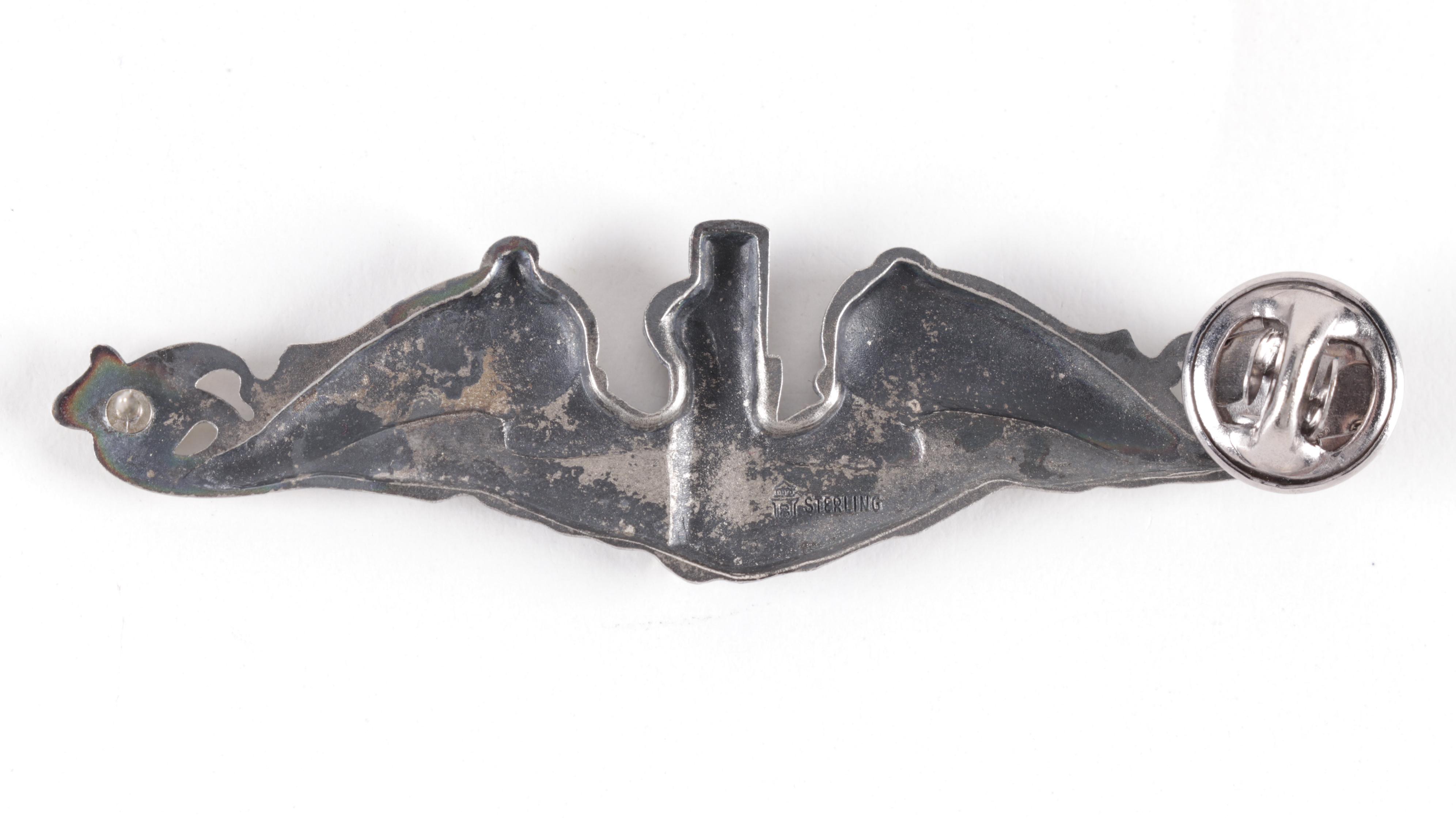 Native American Broadcloth Dance Suit and Pin with Sterling Naval Insignia