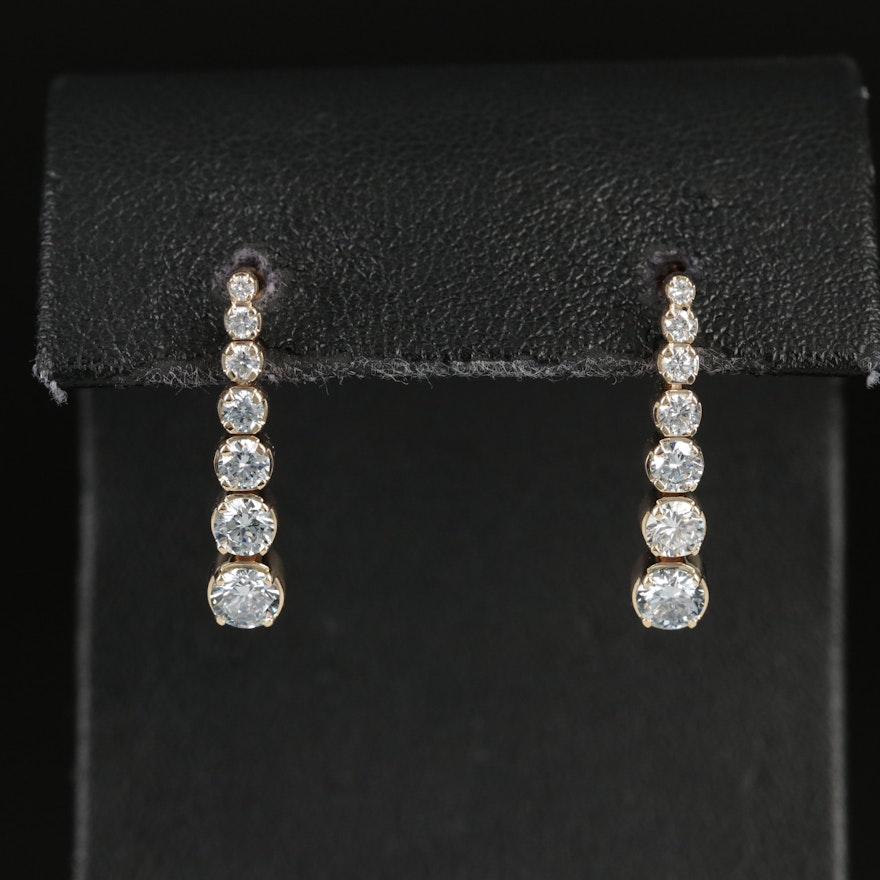 14K 1.28 CTW Lab Grown Graduated Diamond Earrings