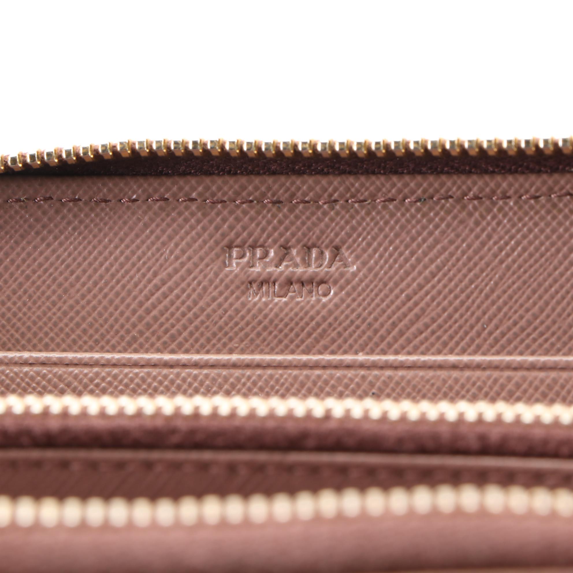 Prada Bow Saffiano Leather Zip Around Wallet