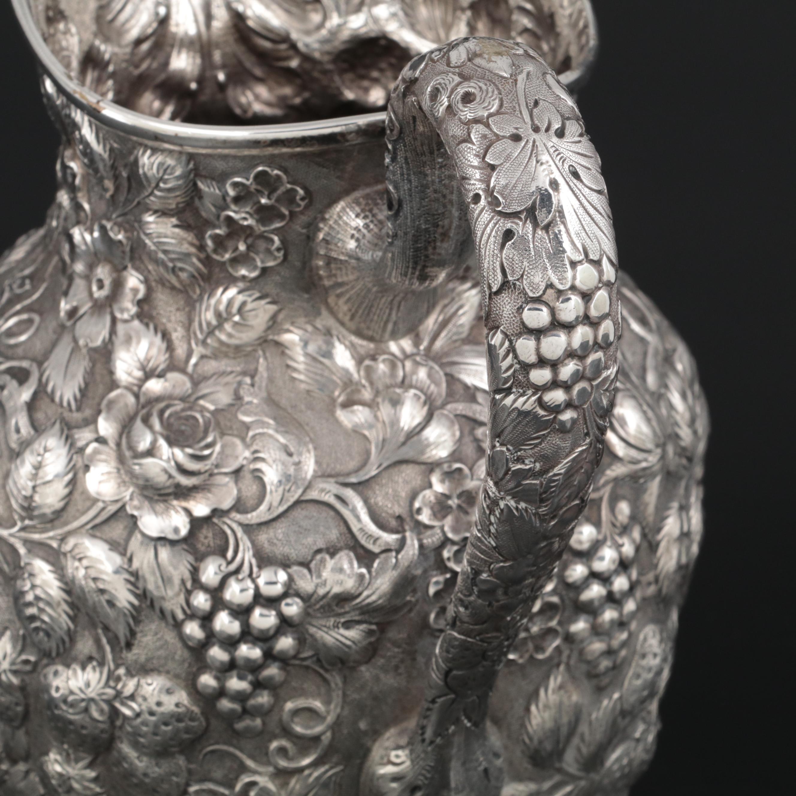Loring Andrews of Cincinnati Sterling Silver Repoussé Pitcher, Early 20th C.
