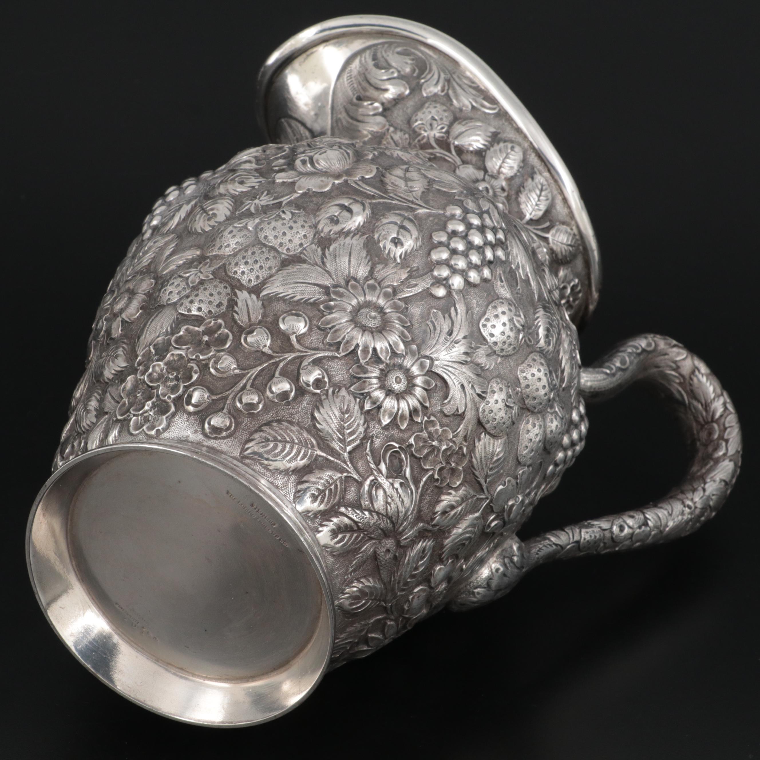 Loring Andrews of Cincinnati Sterling Silver Repoussé Pitcher, Early 20th C.
